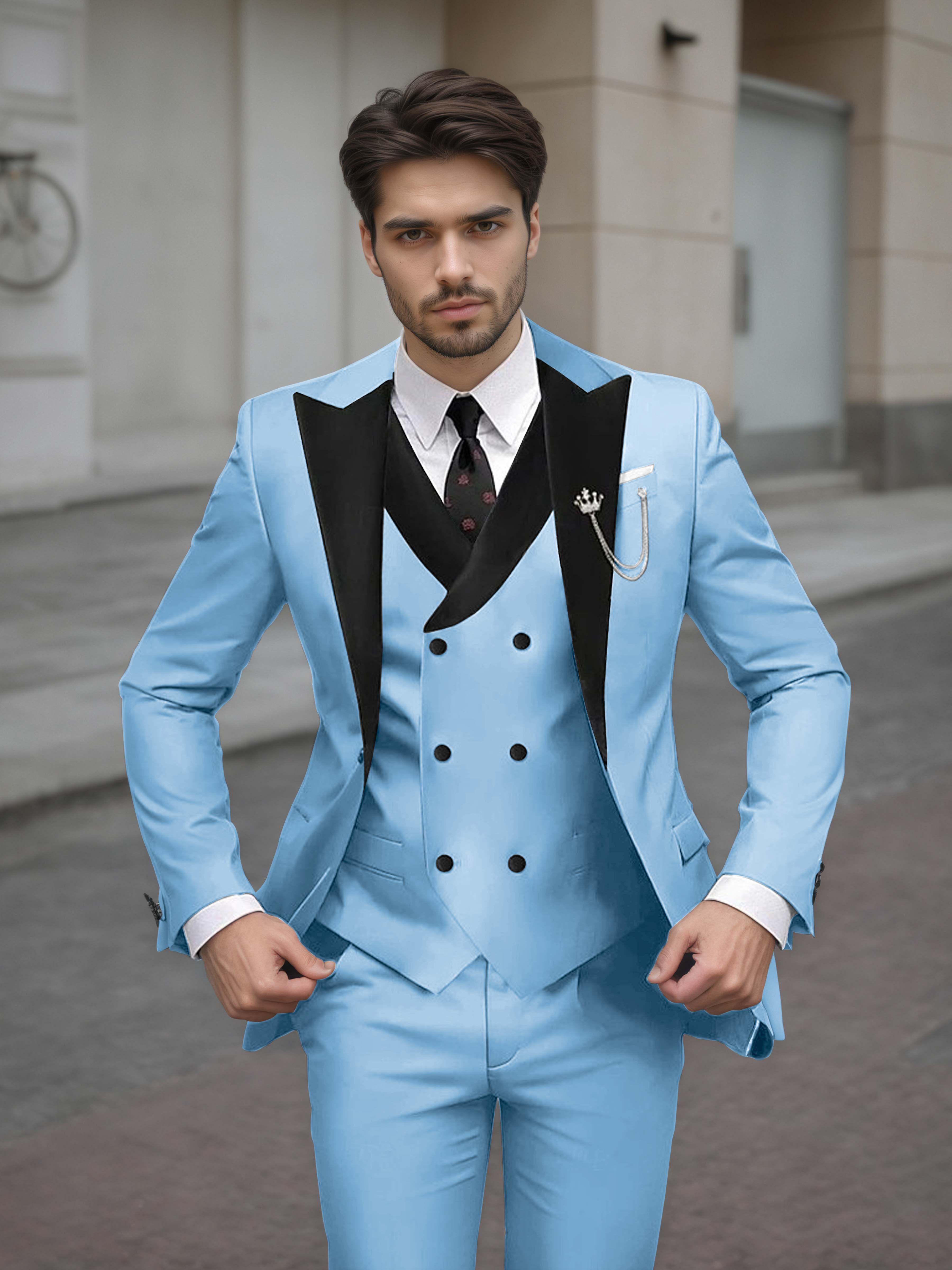 Sophisticated Men's Tailored Slim Fit 3 Pieces Formal Suits