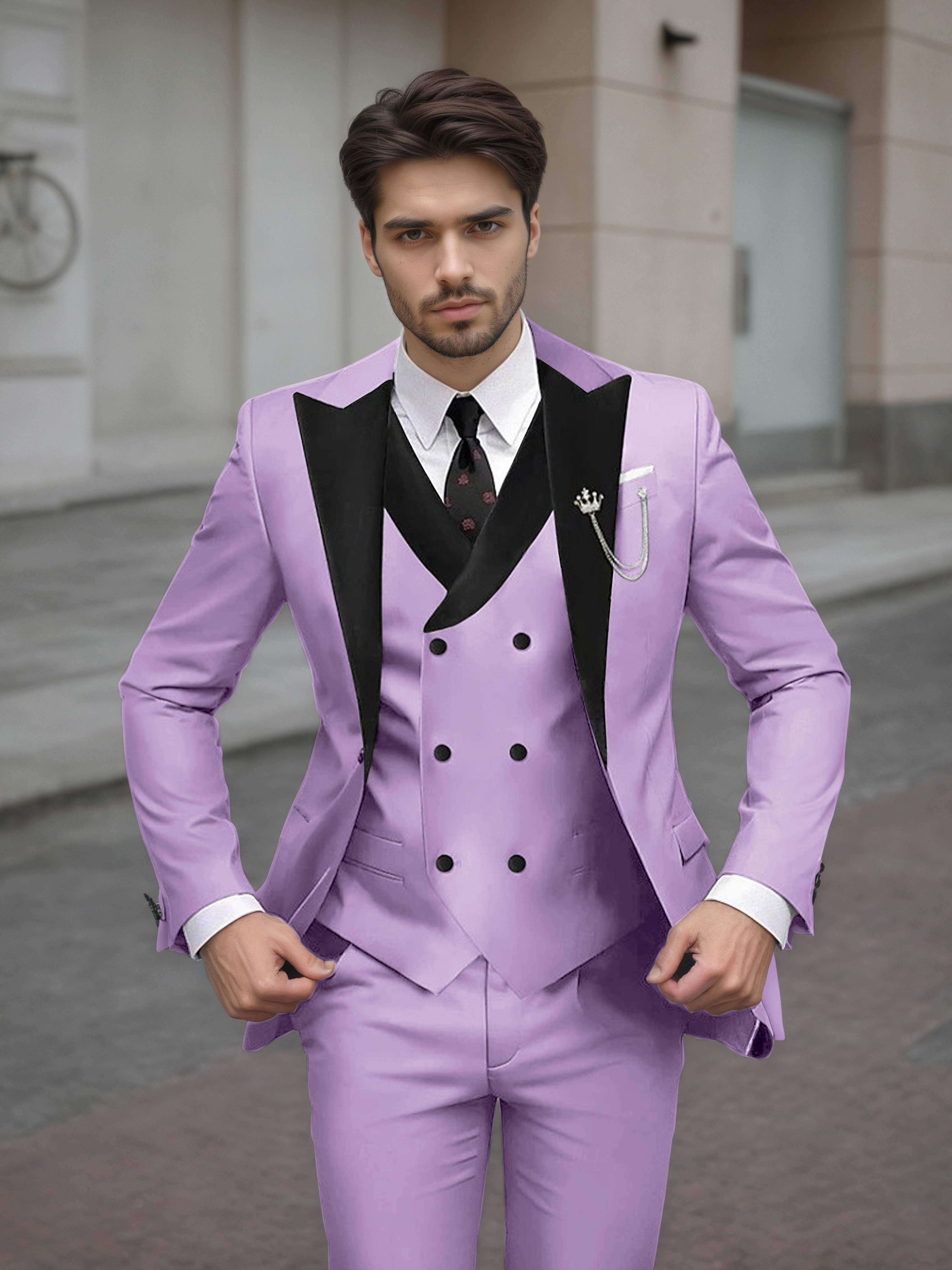 Sophisticated Men's Tailored Slim Fit 3 Pieces Formal Suits
