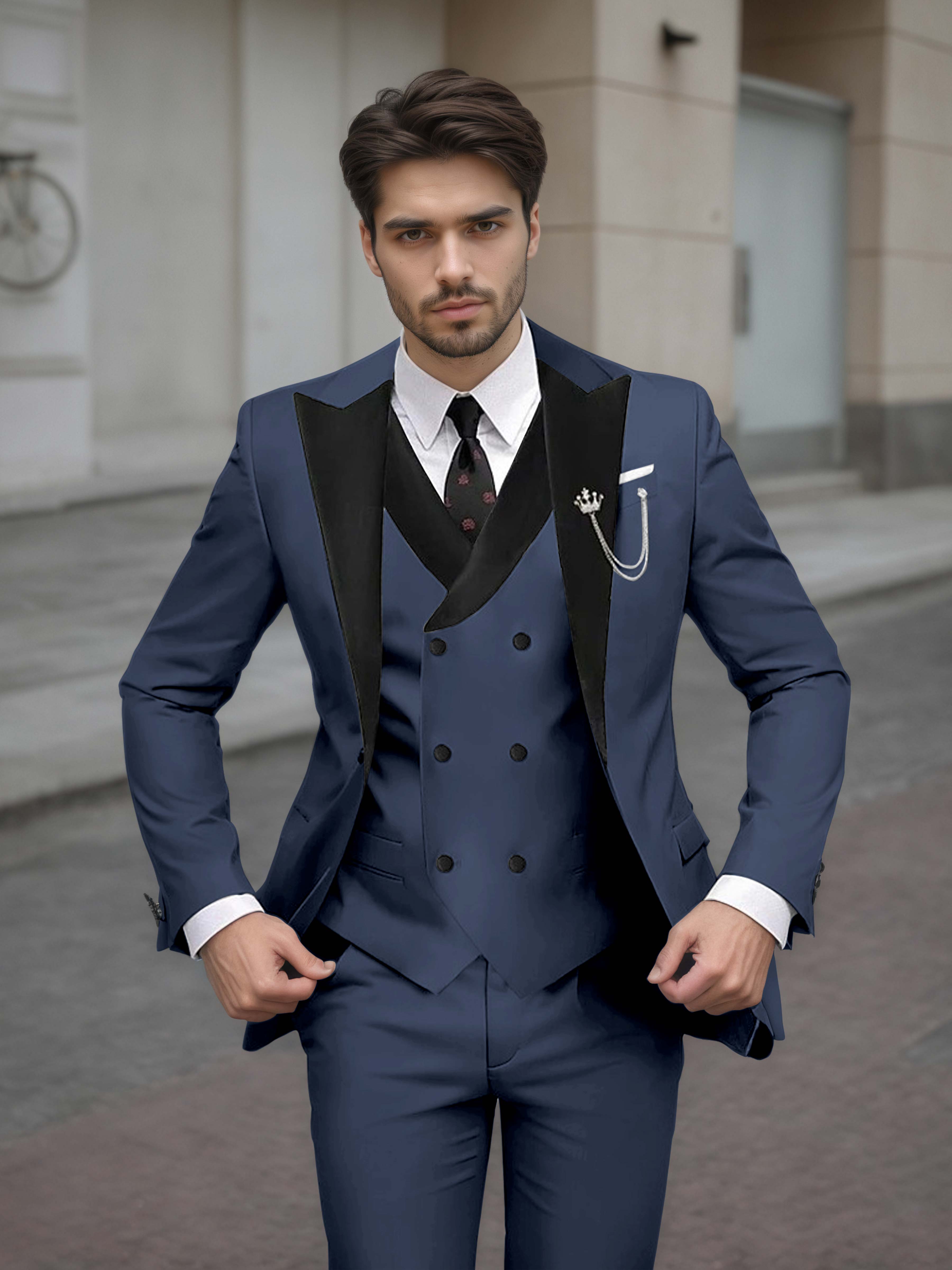 Sophisticated Men's Tailored Slim Fit 3 Pieces Formal Suits