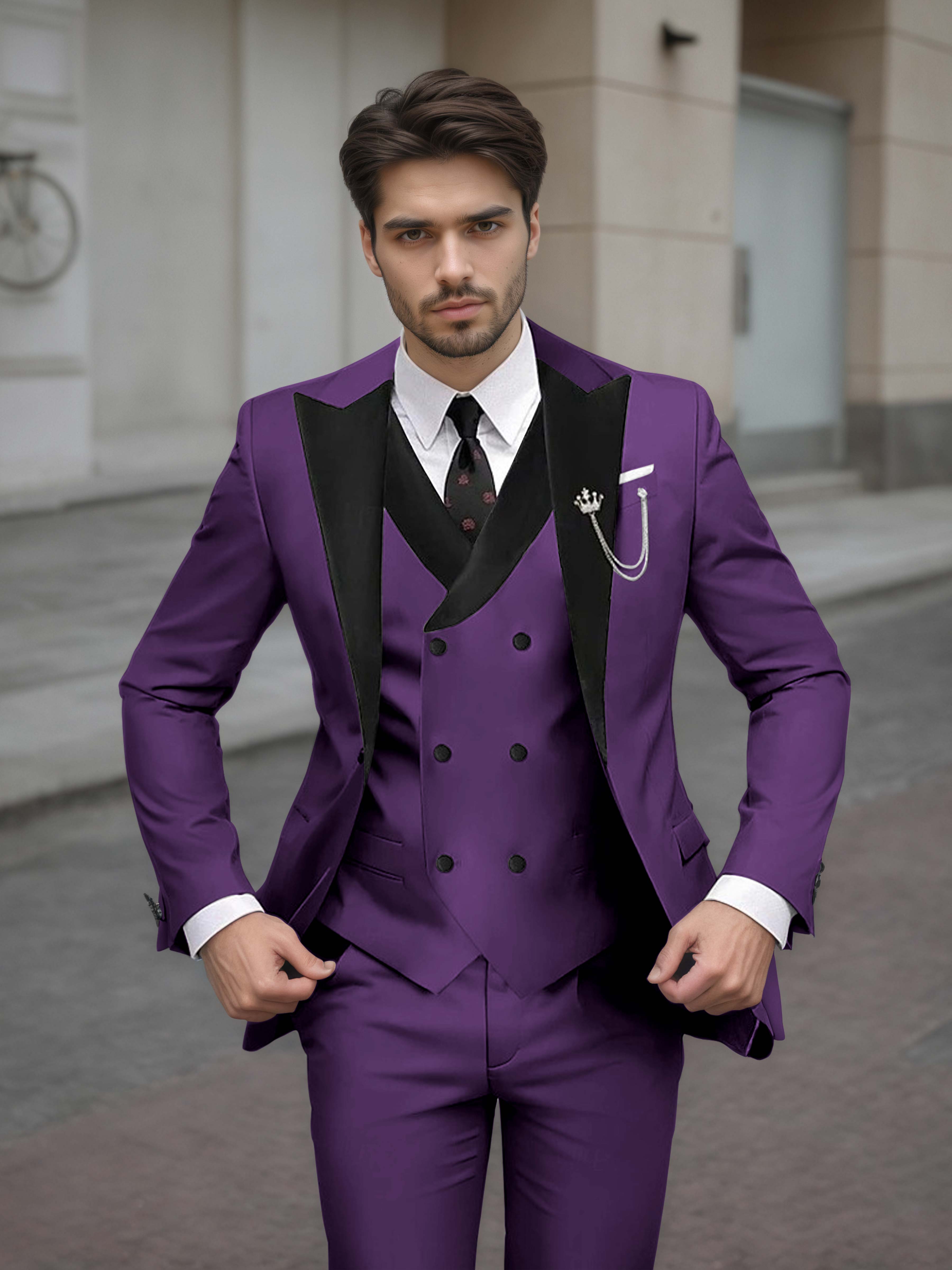 Sophisticated Men's Tailored Slim Fit 3 Pieces Formal Suits