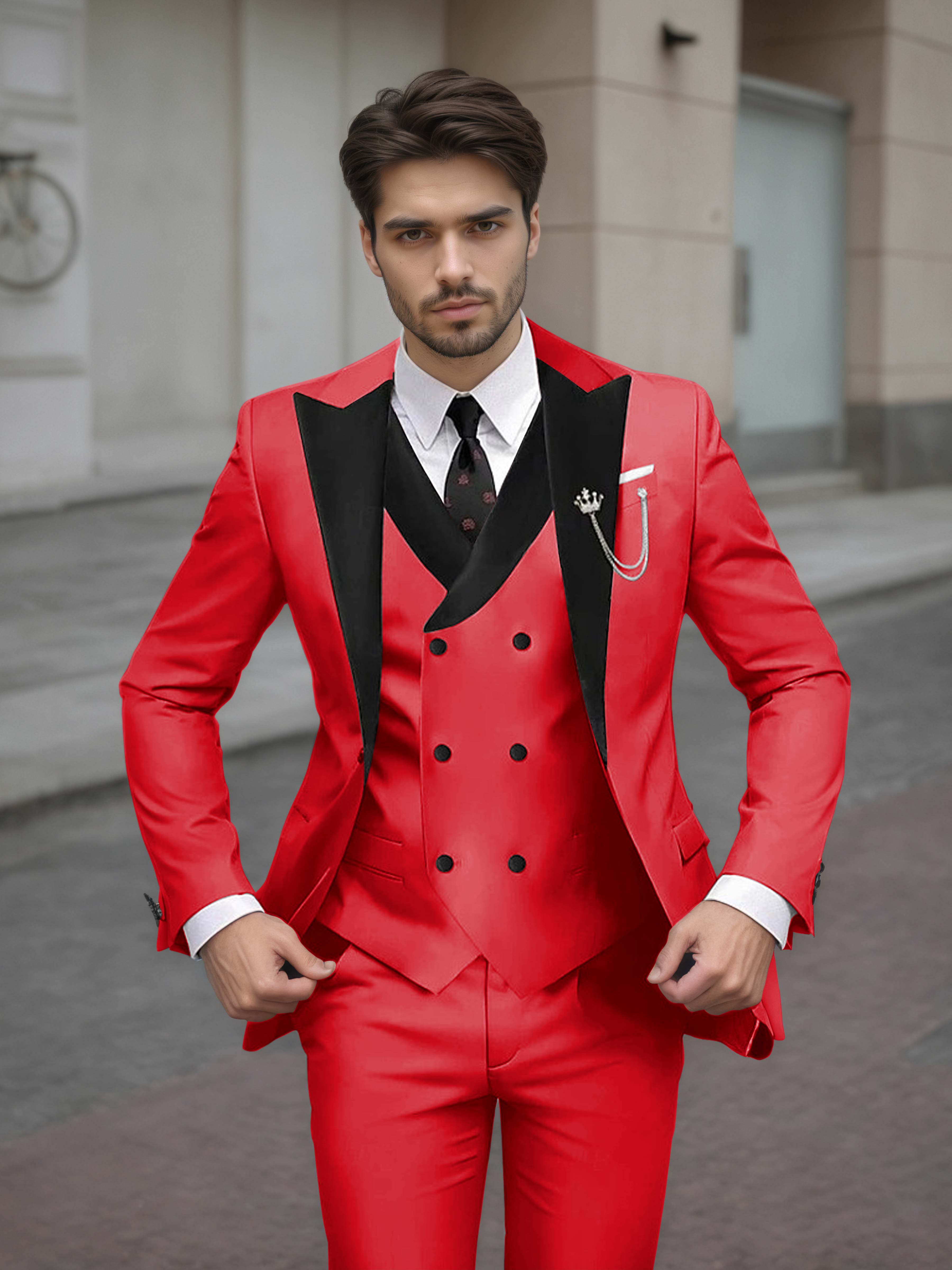Sophisticated Men's Tailored Slim Fit 3 Pieces Formal Suits