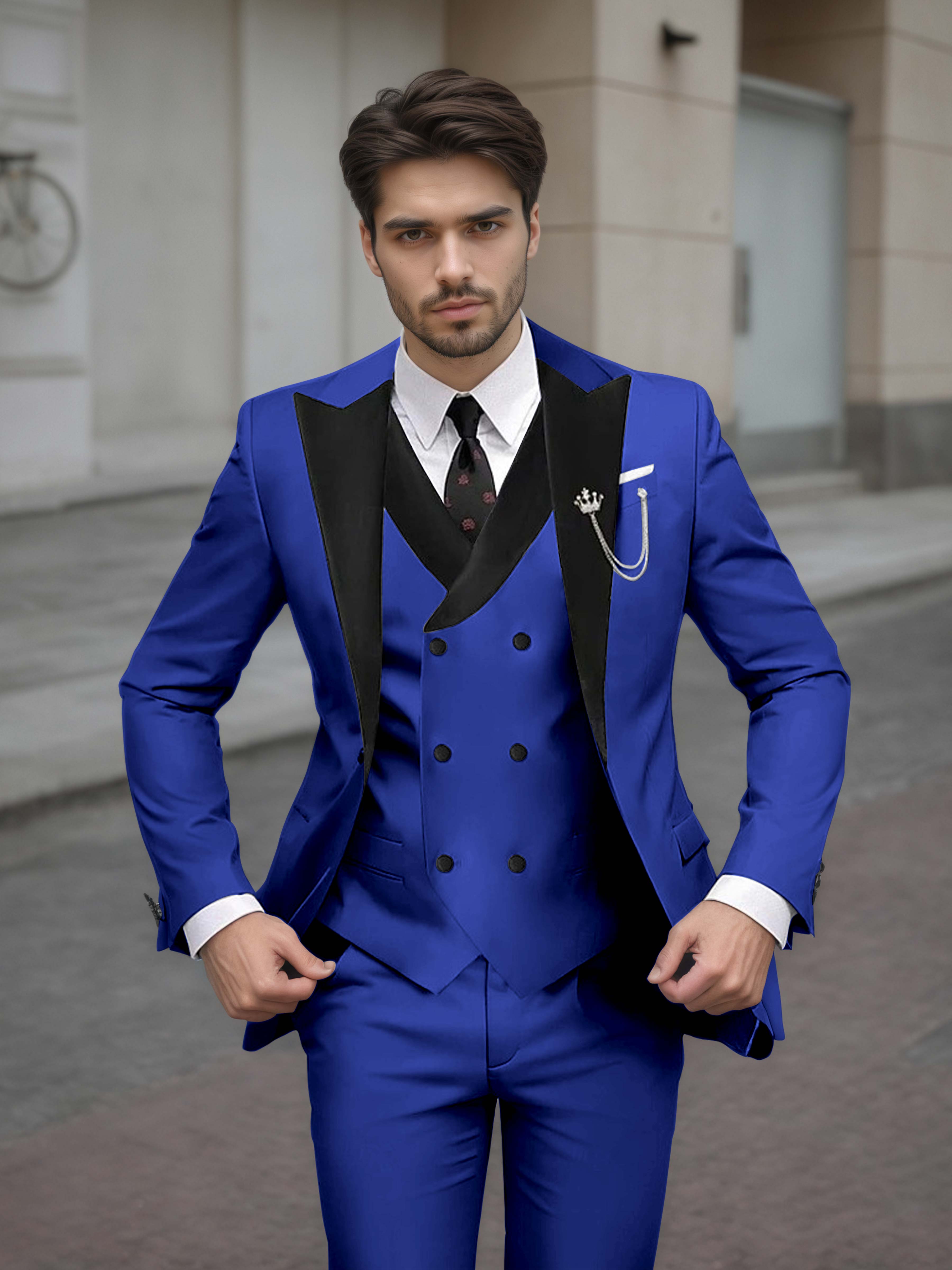 Sophisticated Men's Tailored Slim Fit 3 Pieces Formal Suits