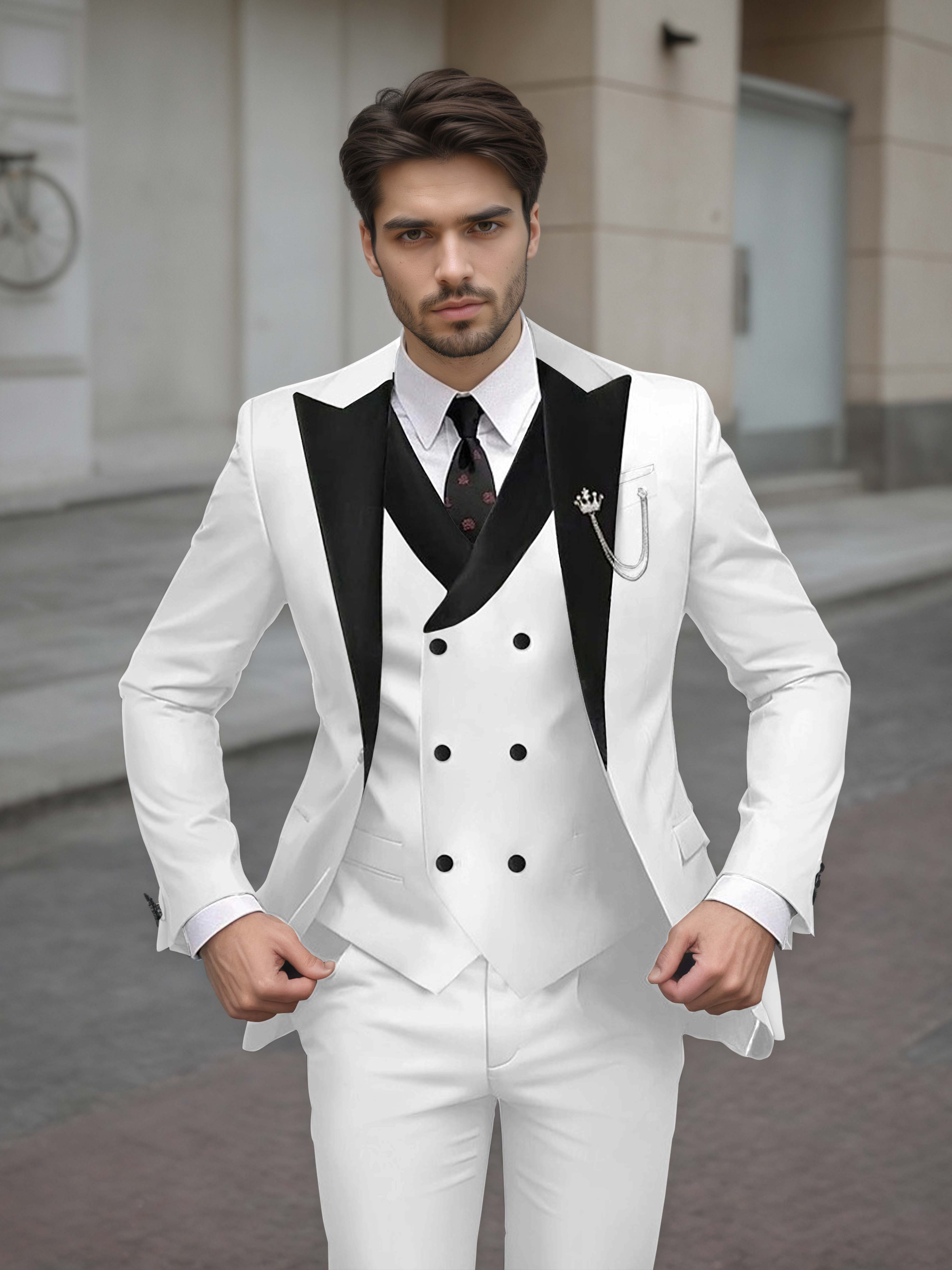 Sophisticated Men's Tailored Slim Fit 3 Pieces Formal Suits