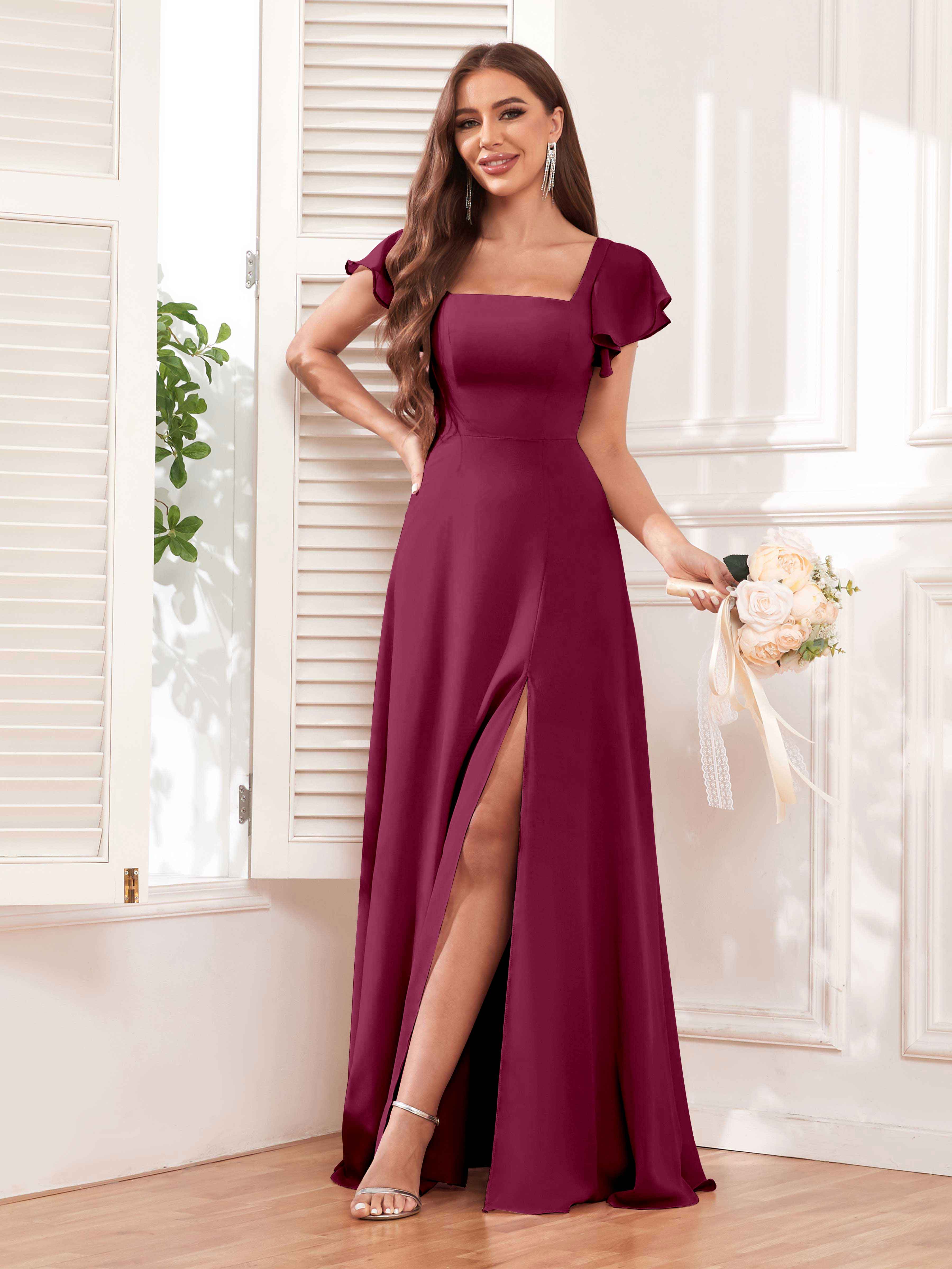 Bridesmaid dress with short sleeves best sale