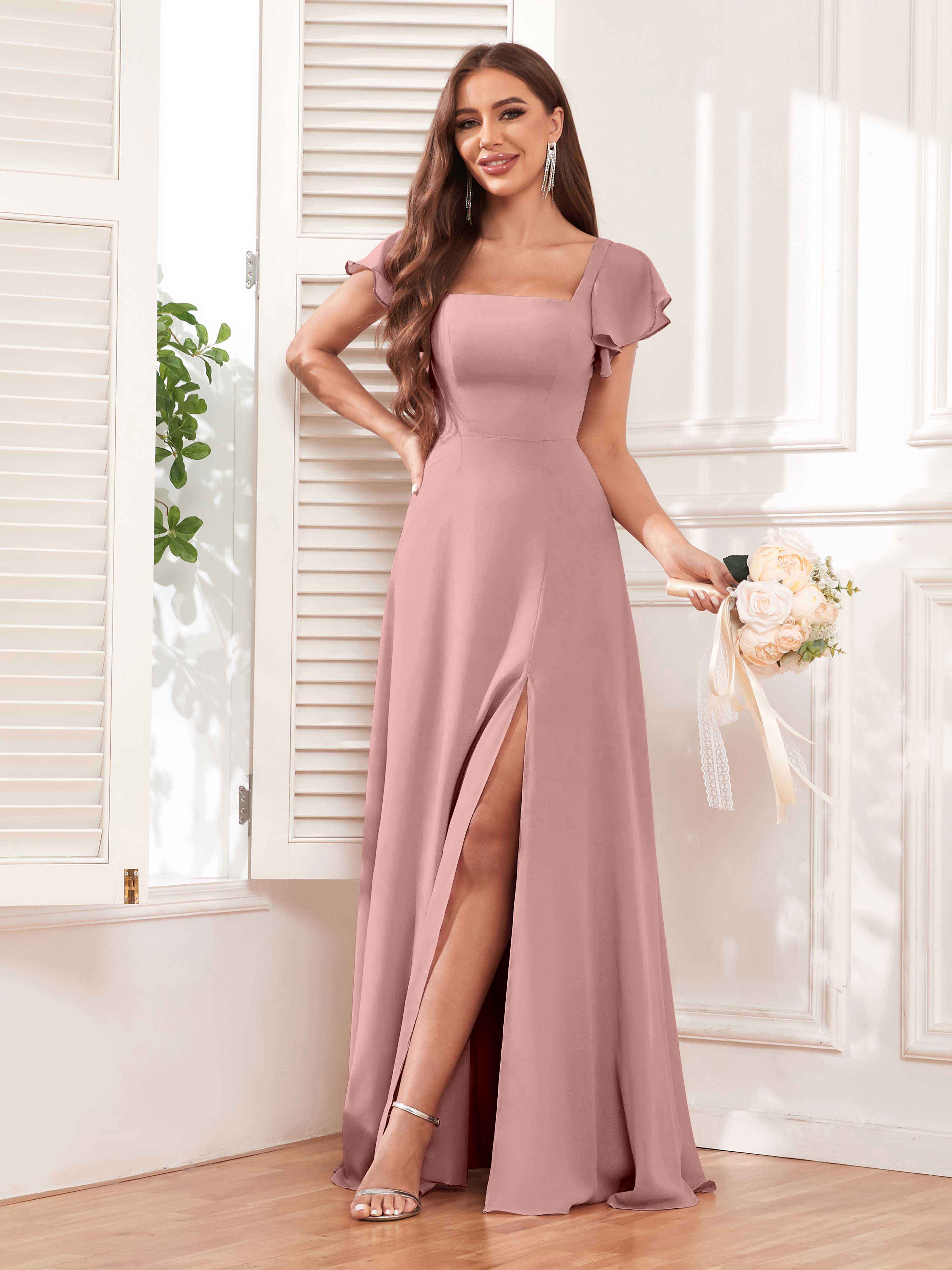 Pink maid of honour dresses best sale