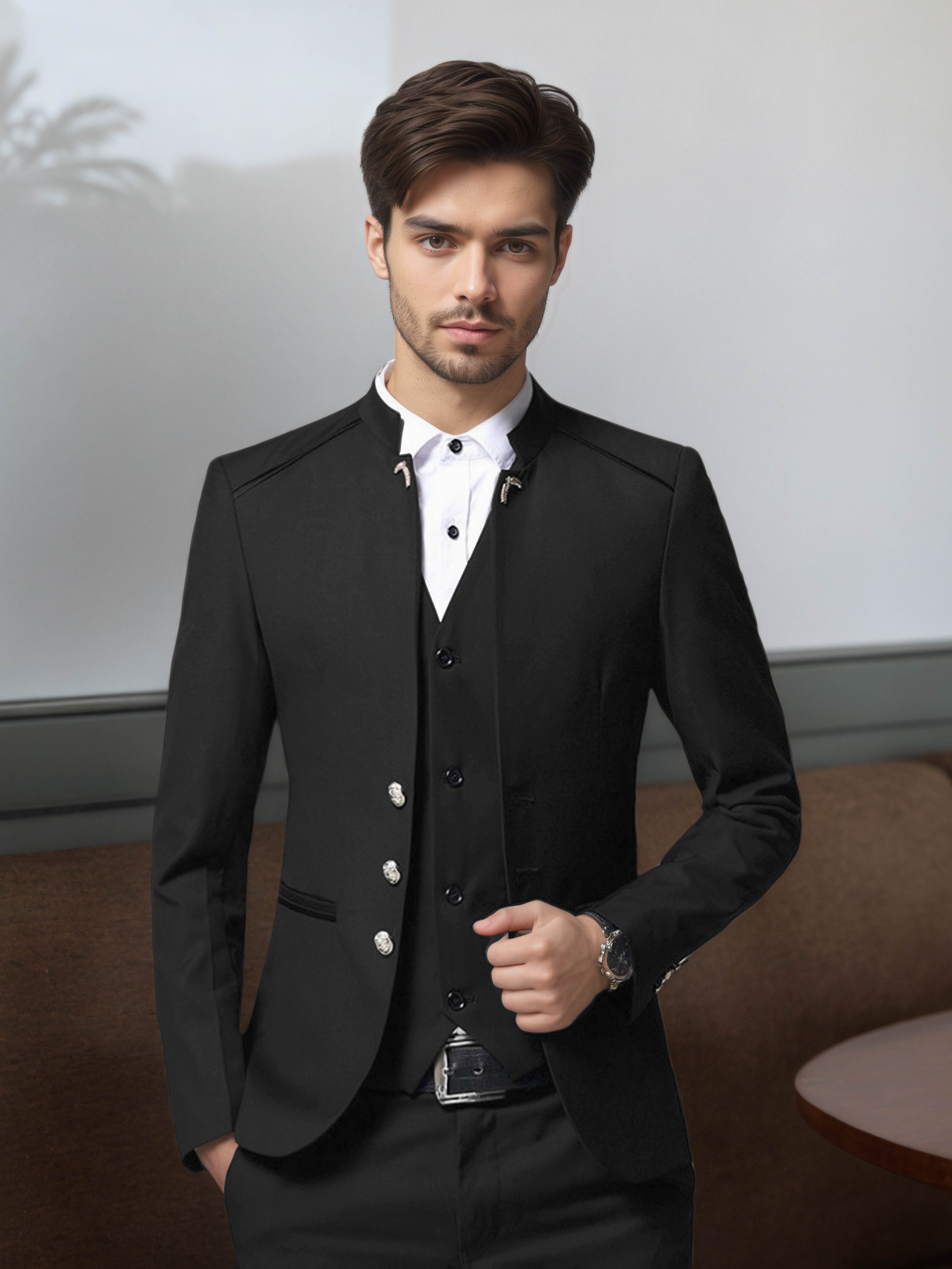 Structured Retro Men's 3 Pieces Single Breasted Suits