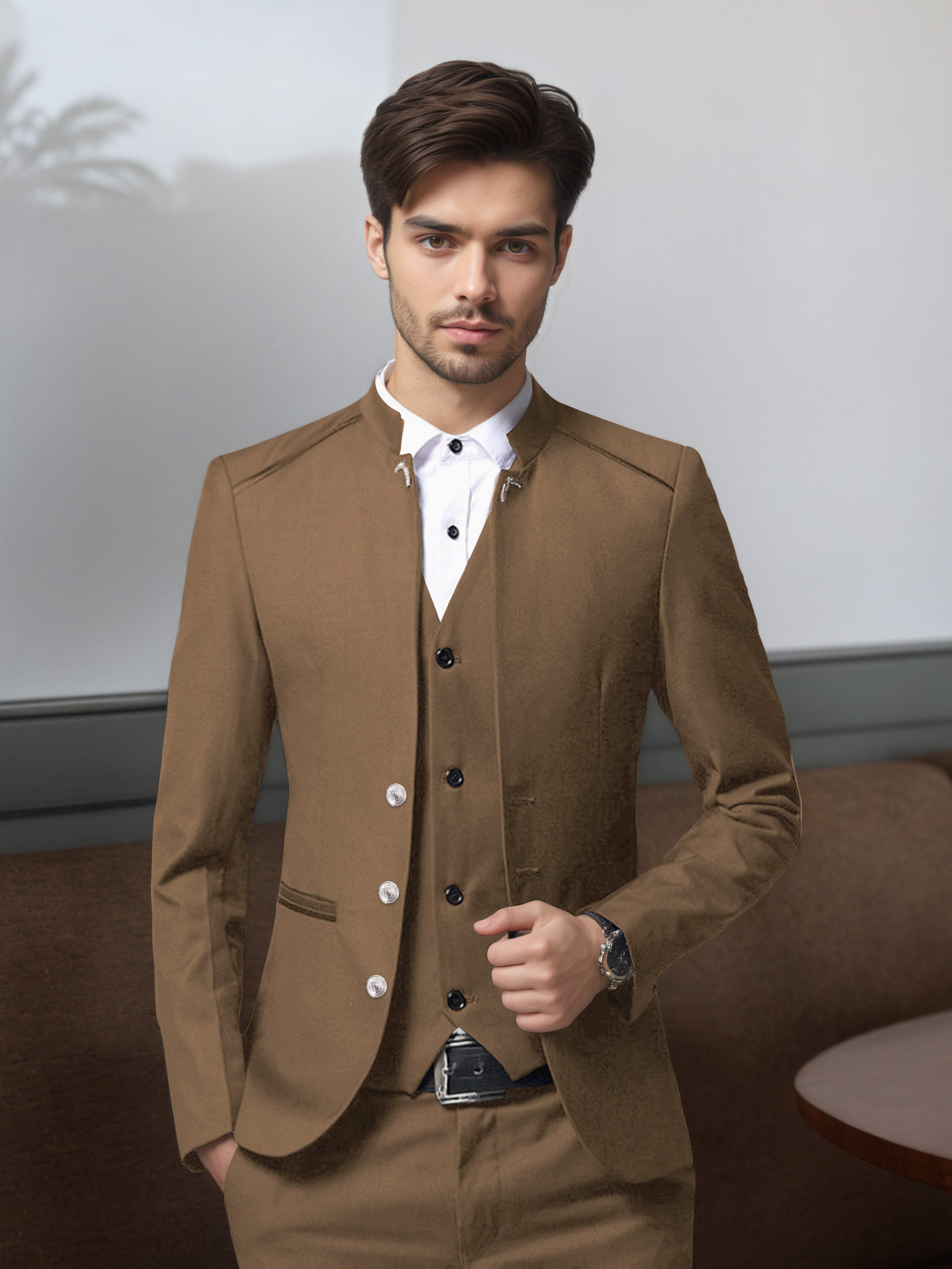 Structured Retro Men's 3 Pieces Single Breasted Suits