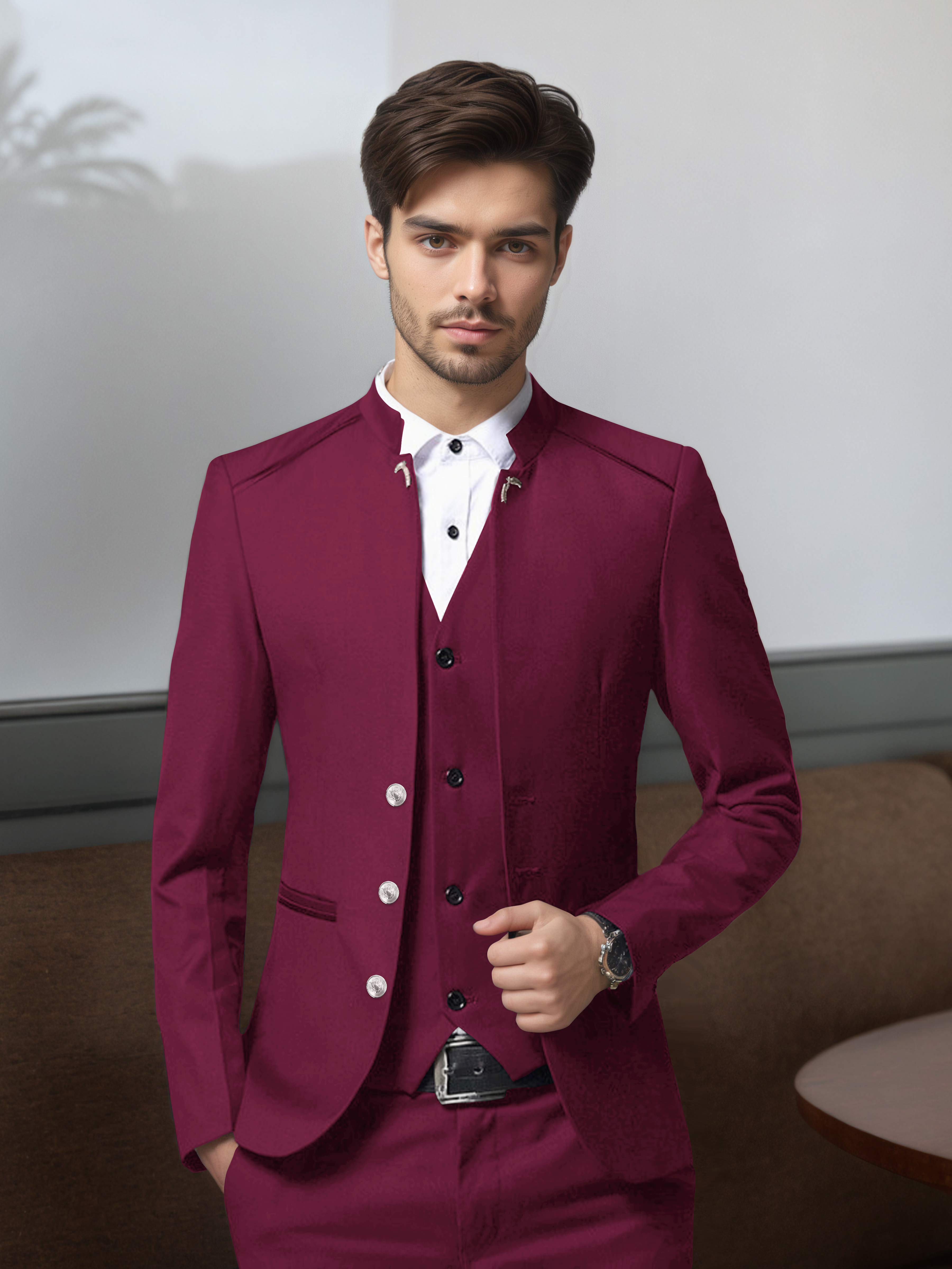 Structured Retro Men's 3 Pieces Single Breasted Suits