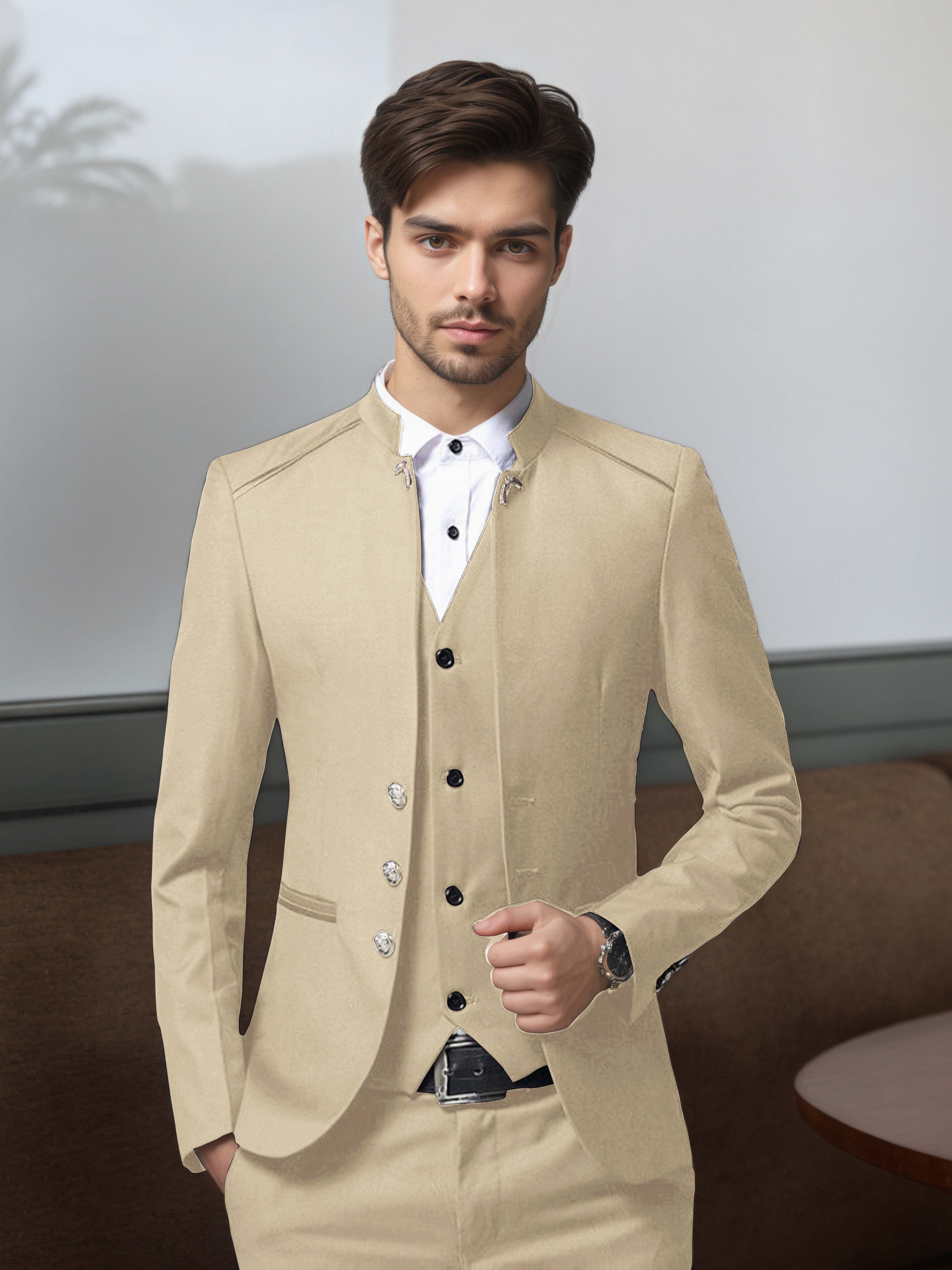 Structured Retro Men's 3 Pieces Single Breasted Suits