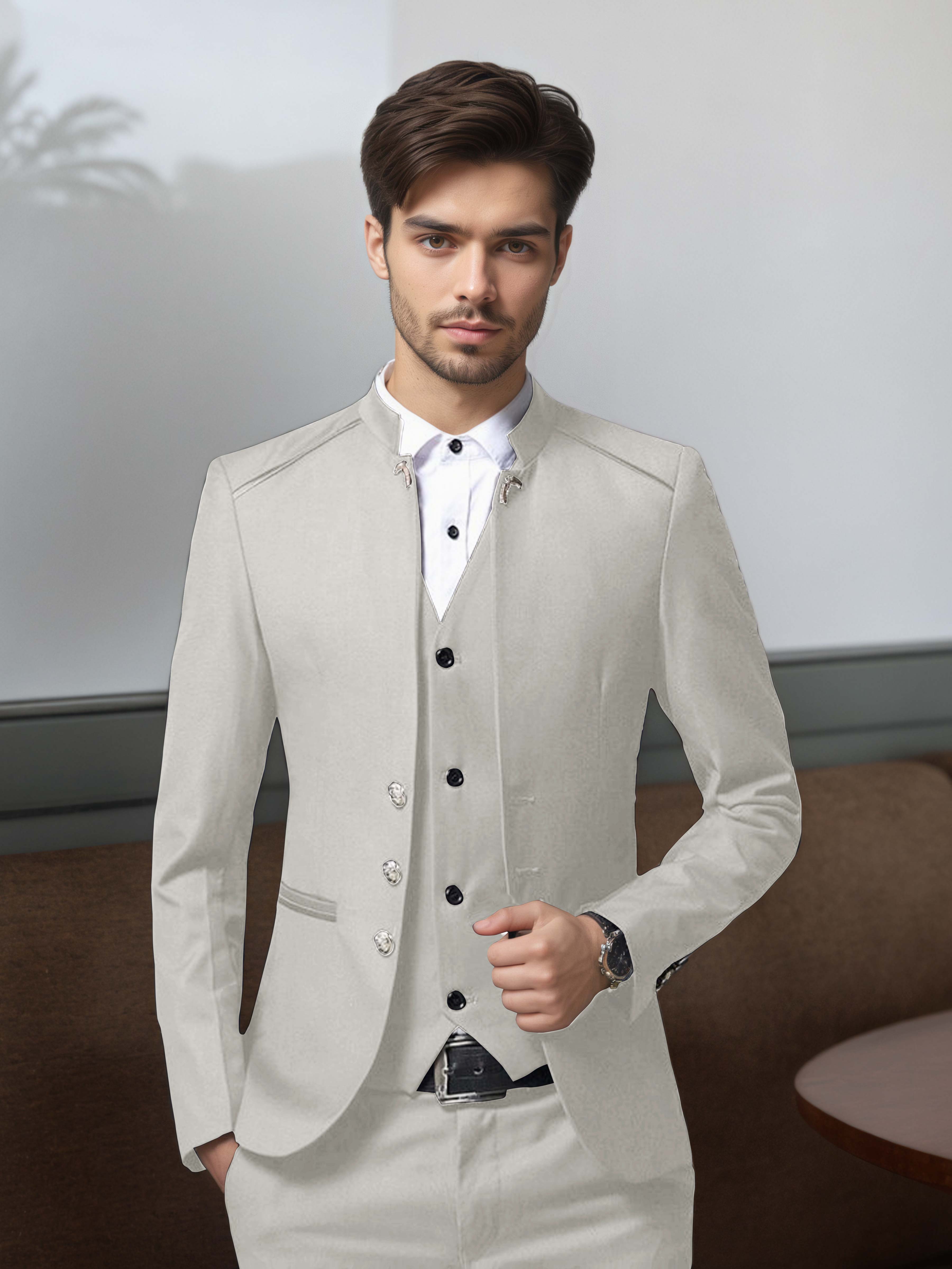 Structured Retro Men's 3 Pieces Single Breasted Suits