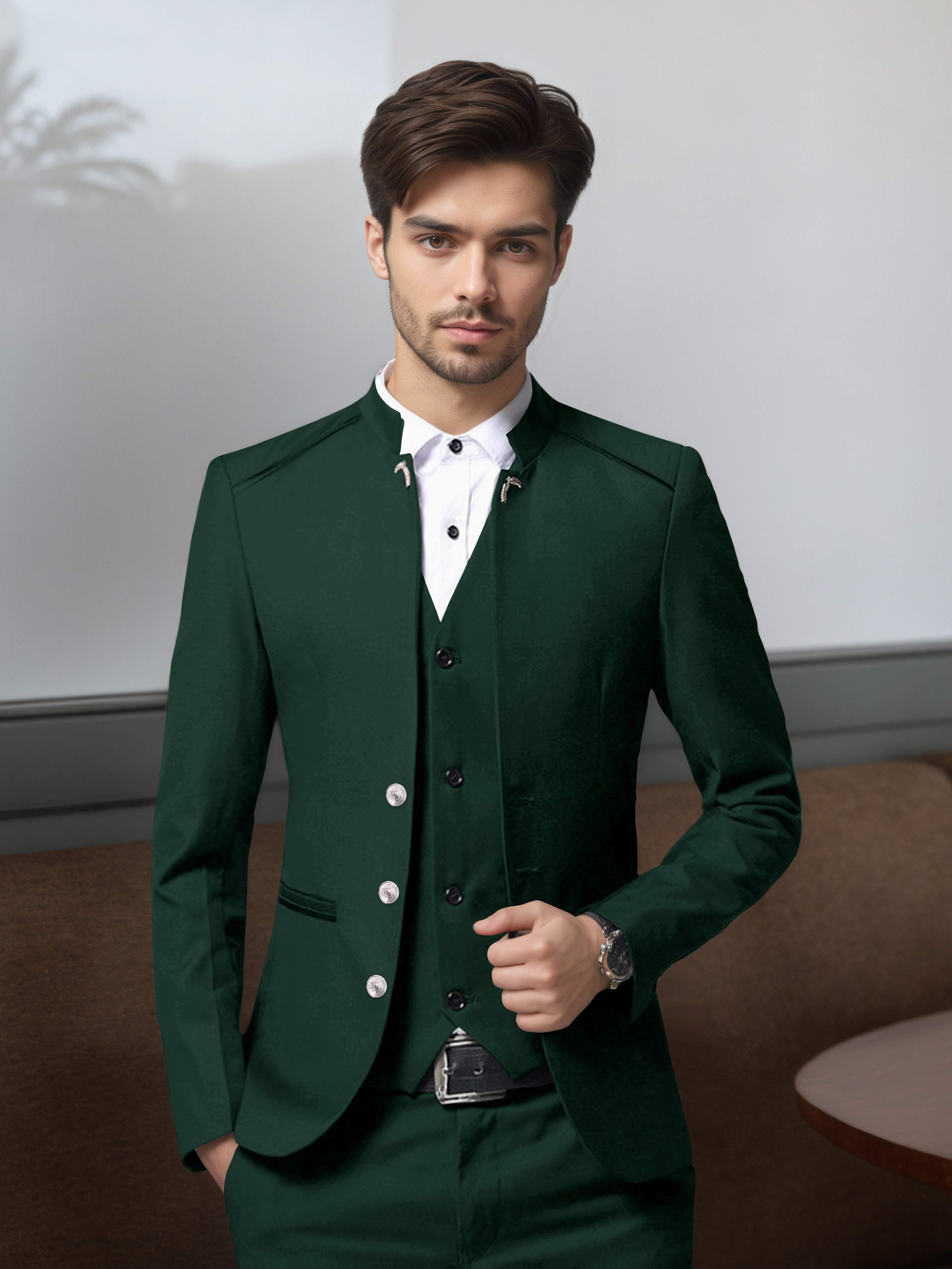 Structured Retro Men's 3 Pieces Single Breasted Suits