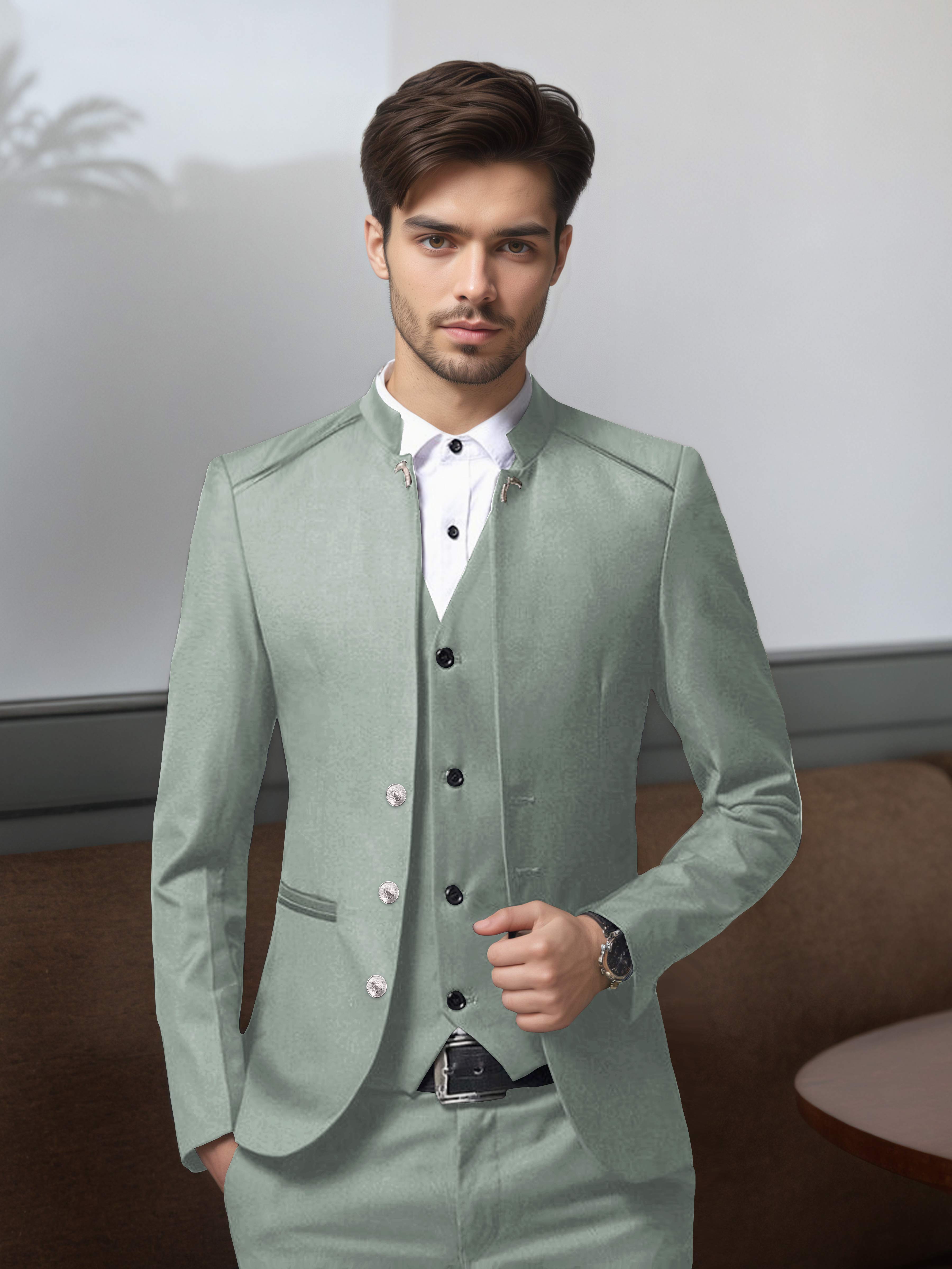 Structured Retro Men's 3 Pieces Single Breasted Suits