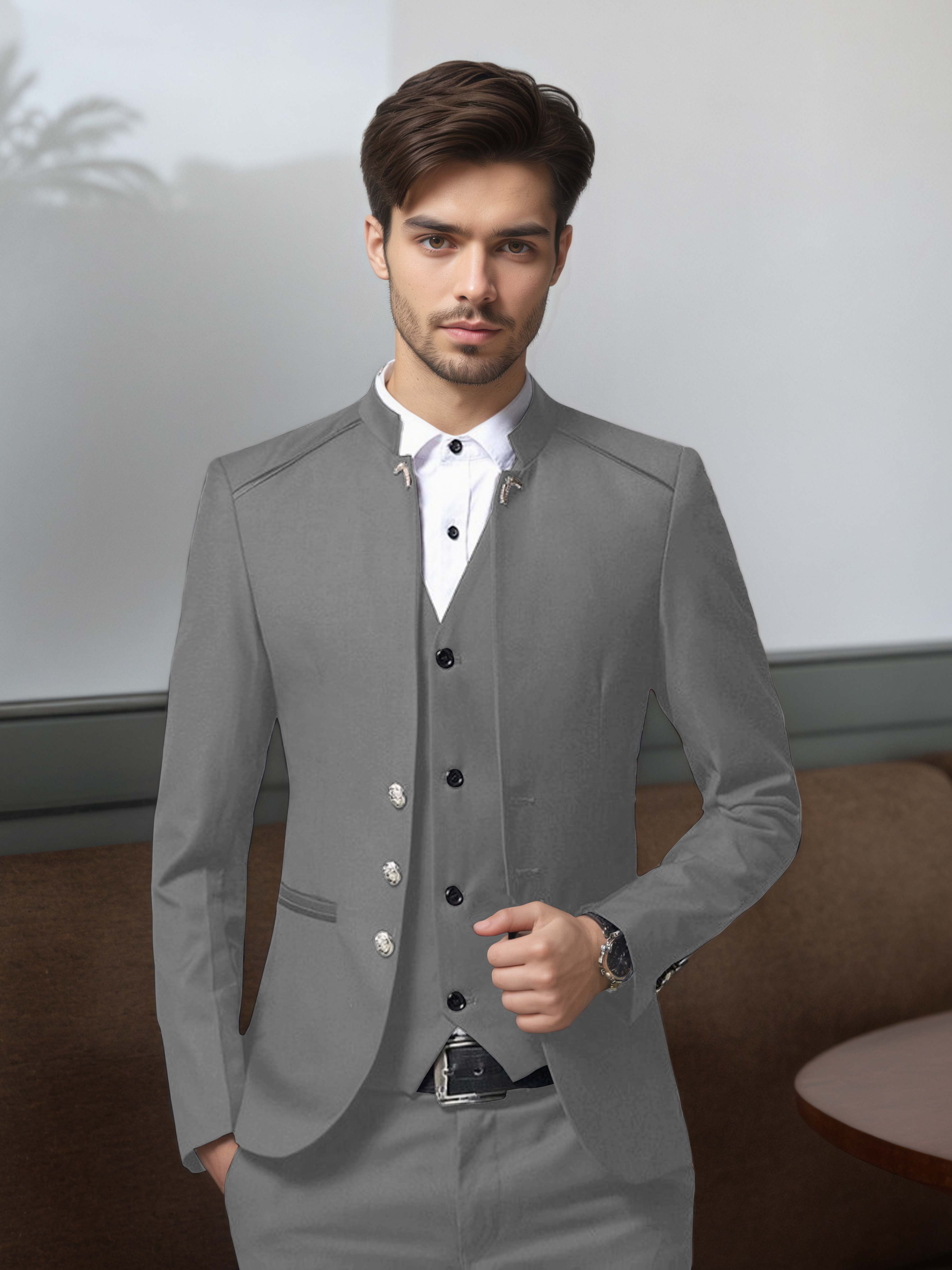 Structured Retro Men's 3 Pieces Single Breasted Suits