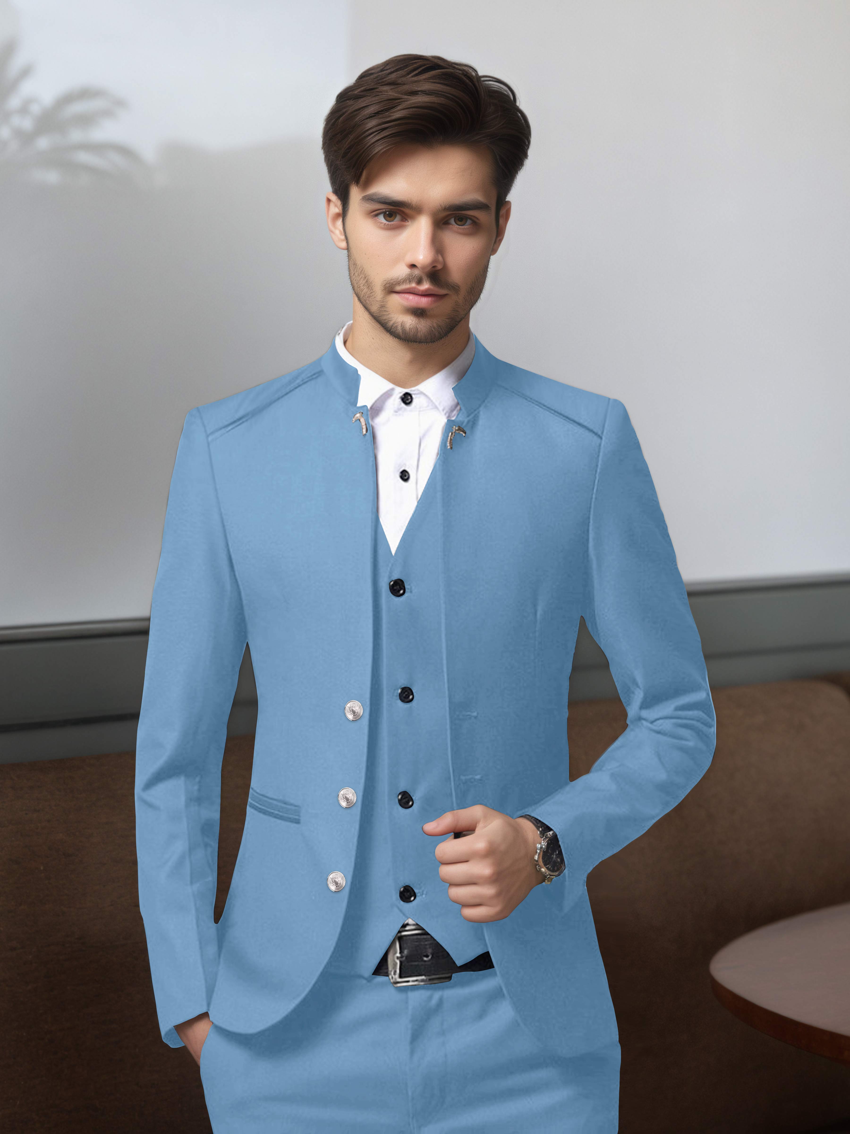 Structured Retro Men's 3 Pieces Single Breasted Suits