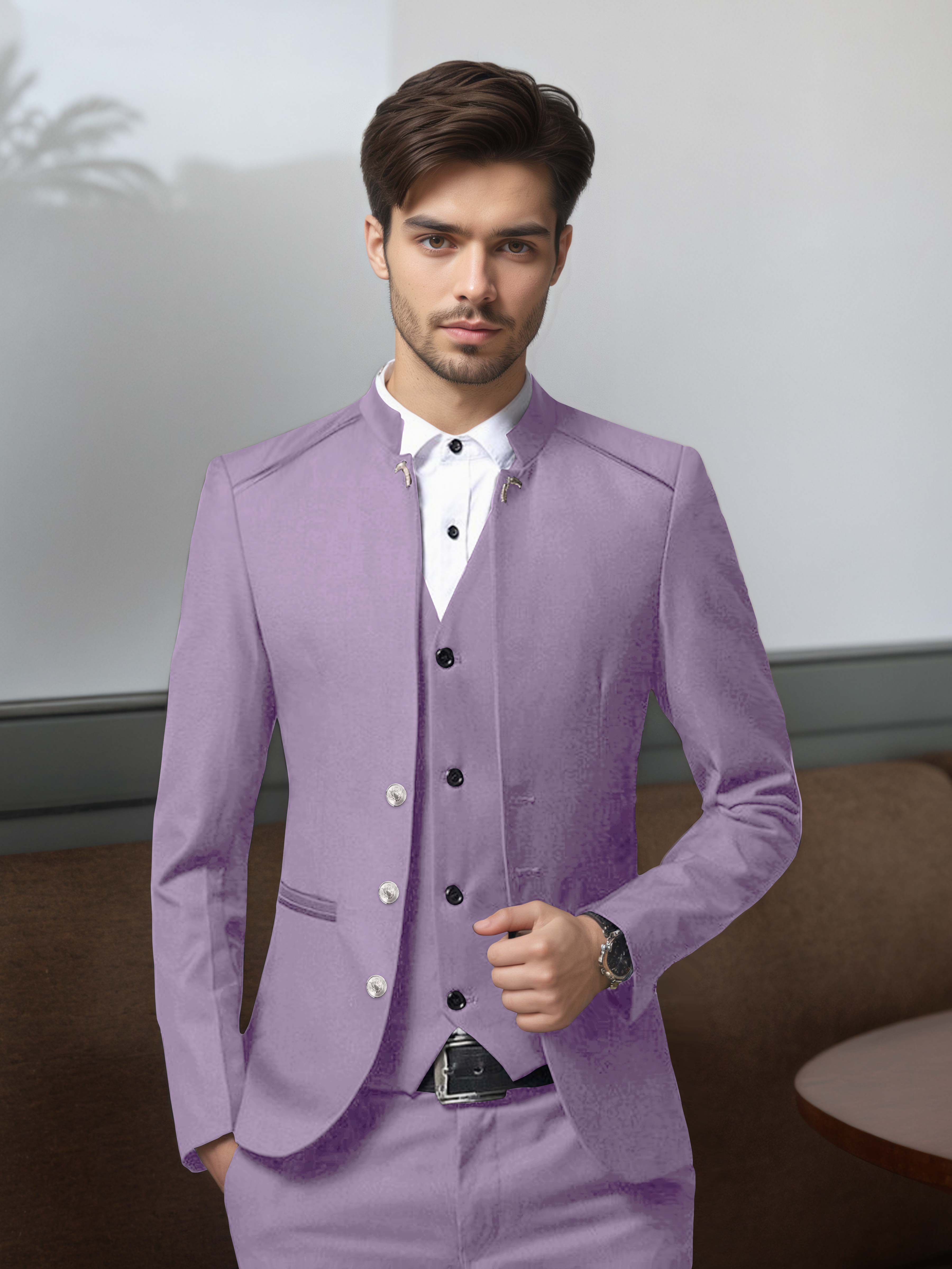 Structured Retro Men's 3 Pieces Single Breasted Suits