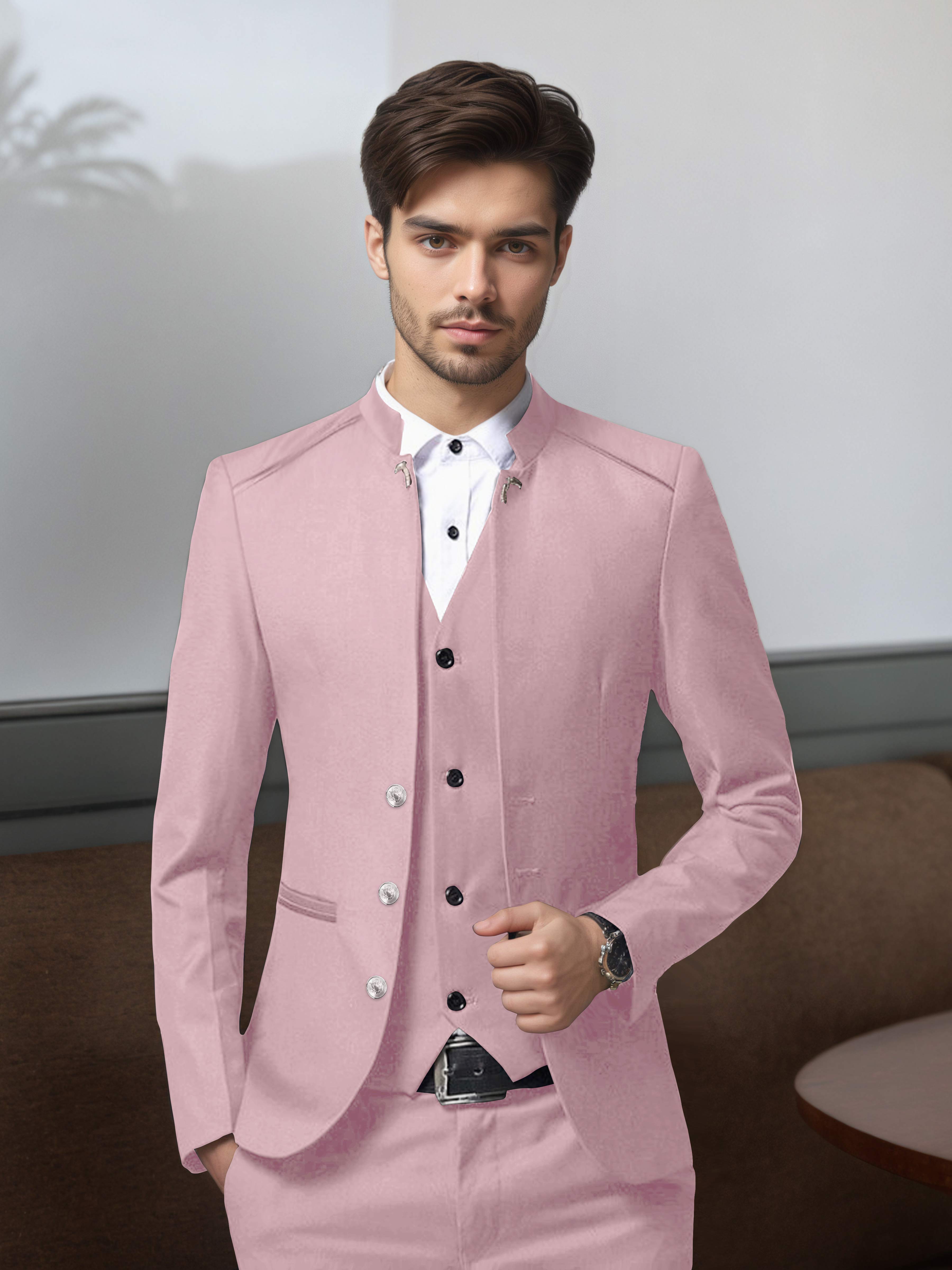 Structured Retro Men's 3 Pieces Single Breasted Suits