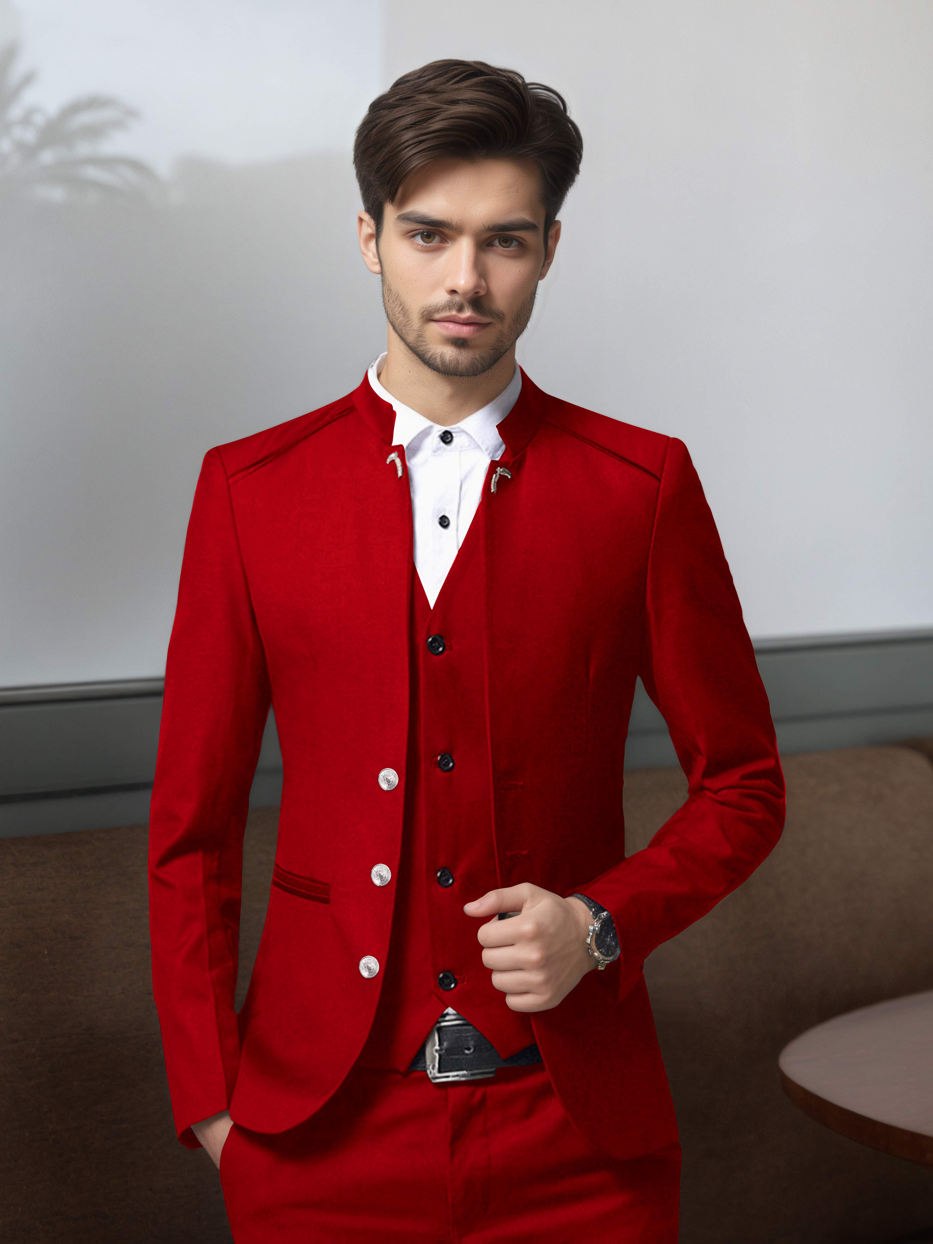 Structured Retro Men's 3 Pieces Single Breasted Suits