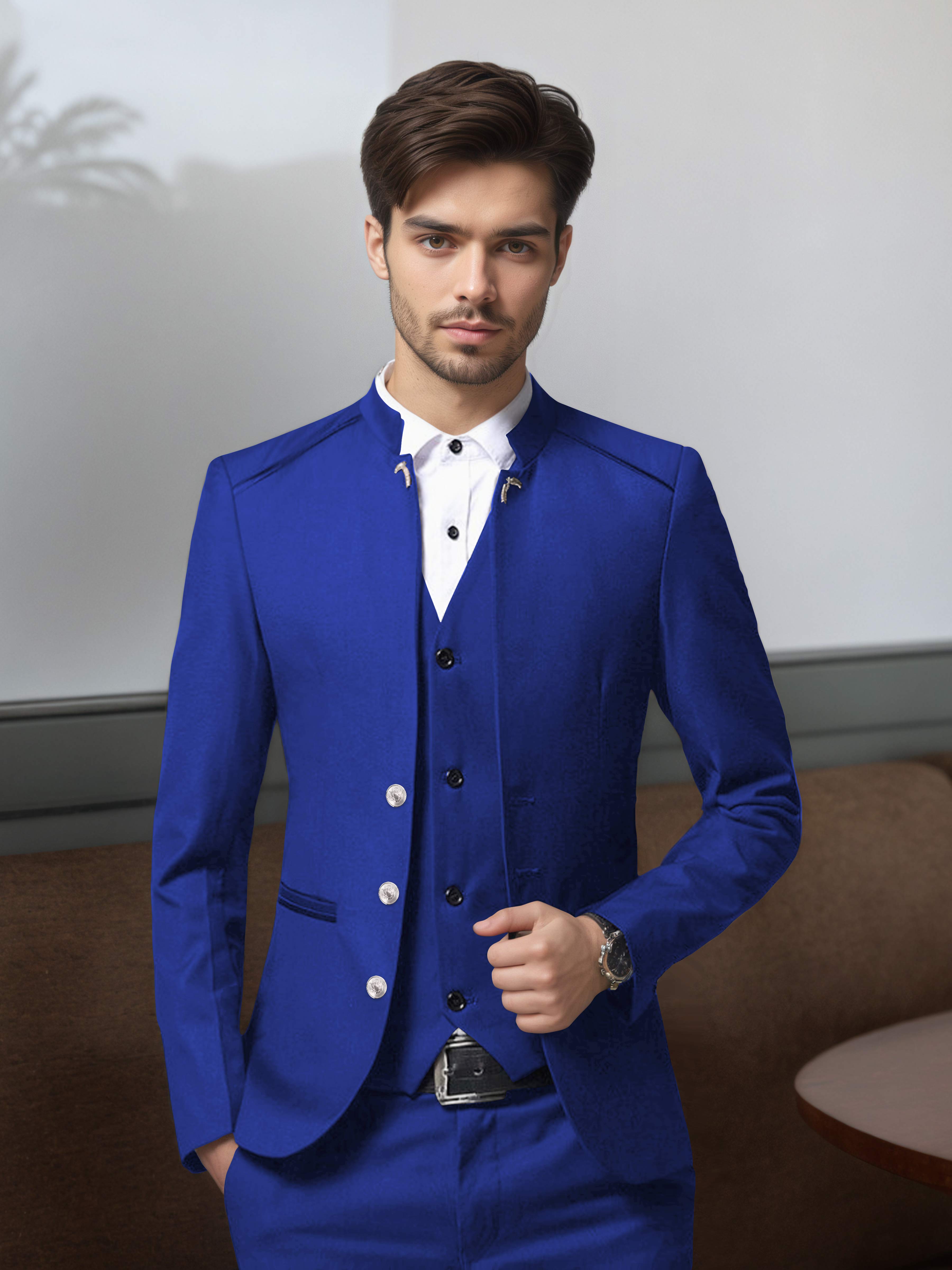 Structured Retro Men's 3 Pieces Single Breasted Suits