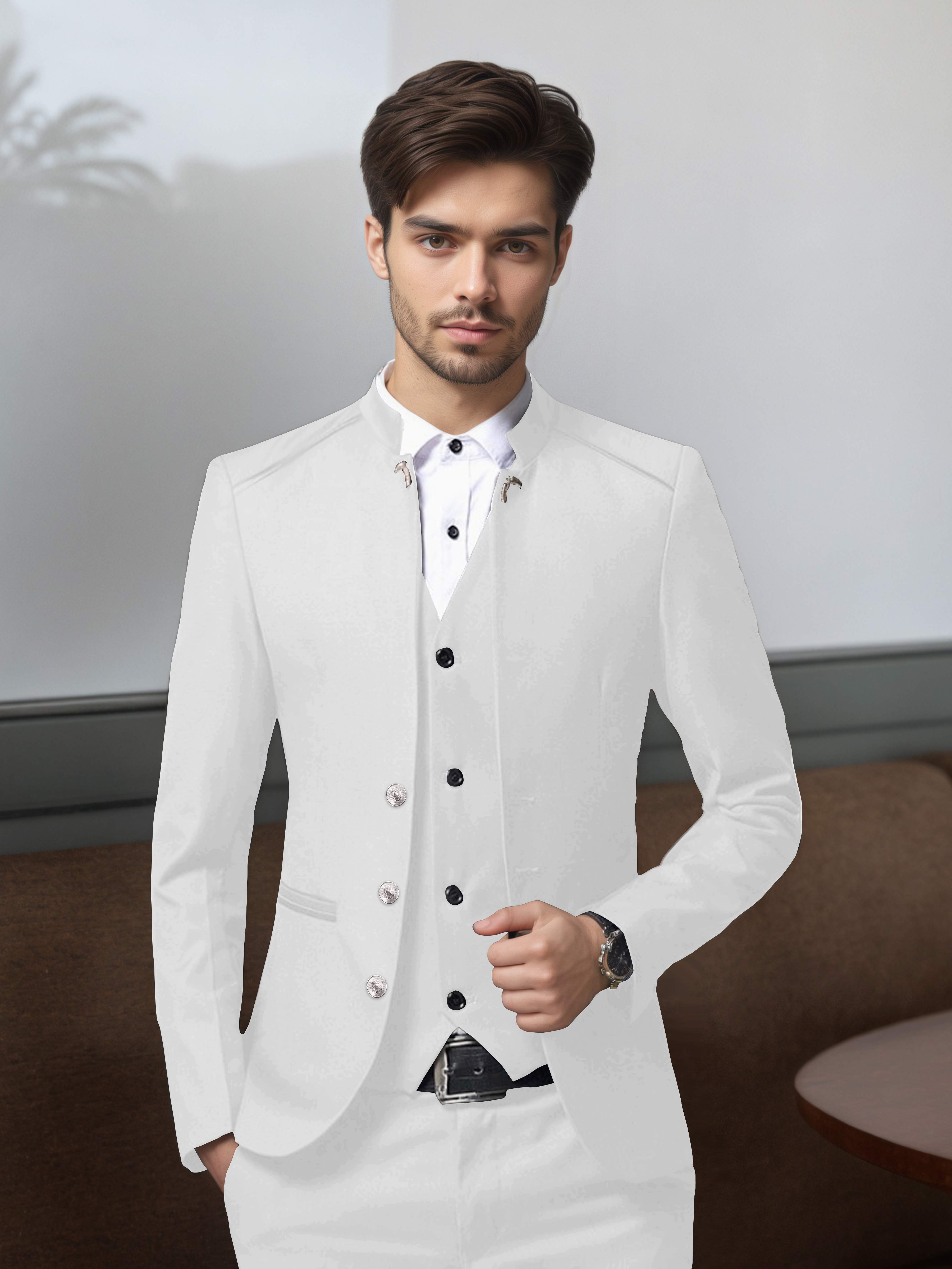 Structured Retro Men's 3 Pieces Single Breasted Suits