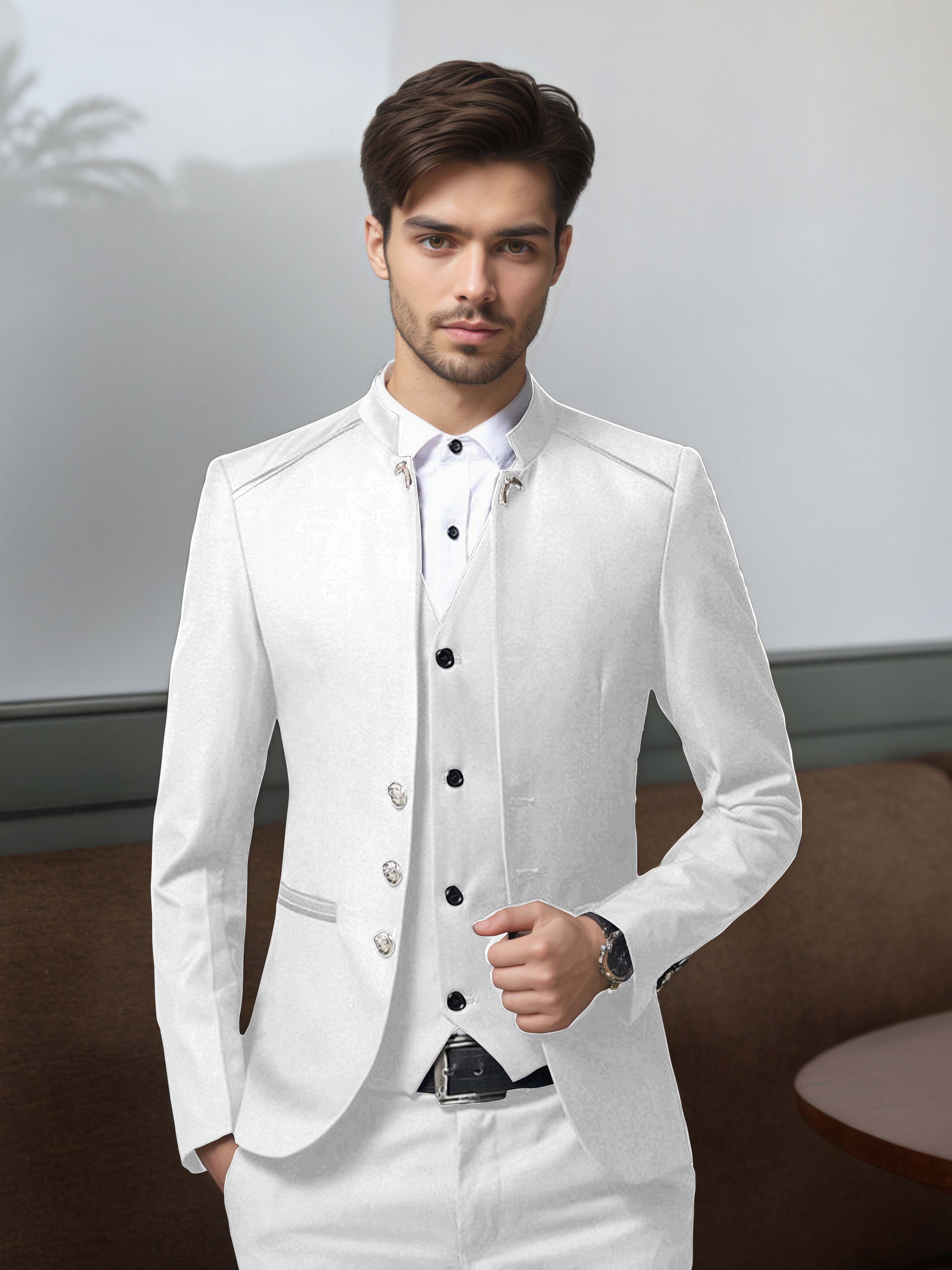 Structured Retro Men's 3 Pieces Single Breasted Suits