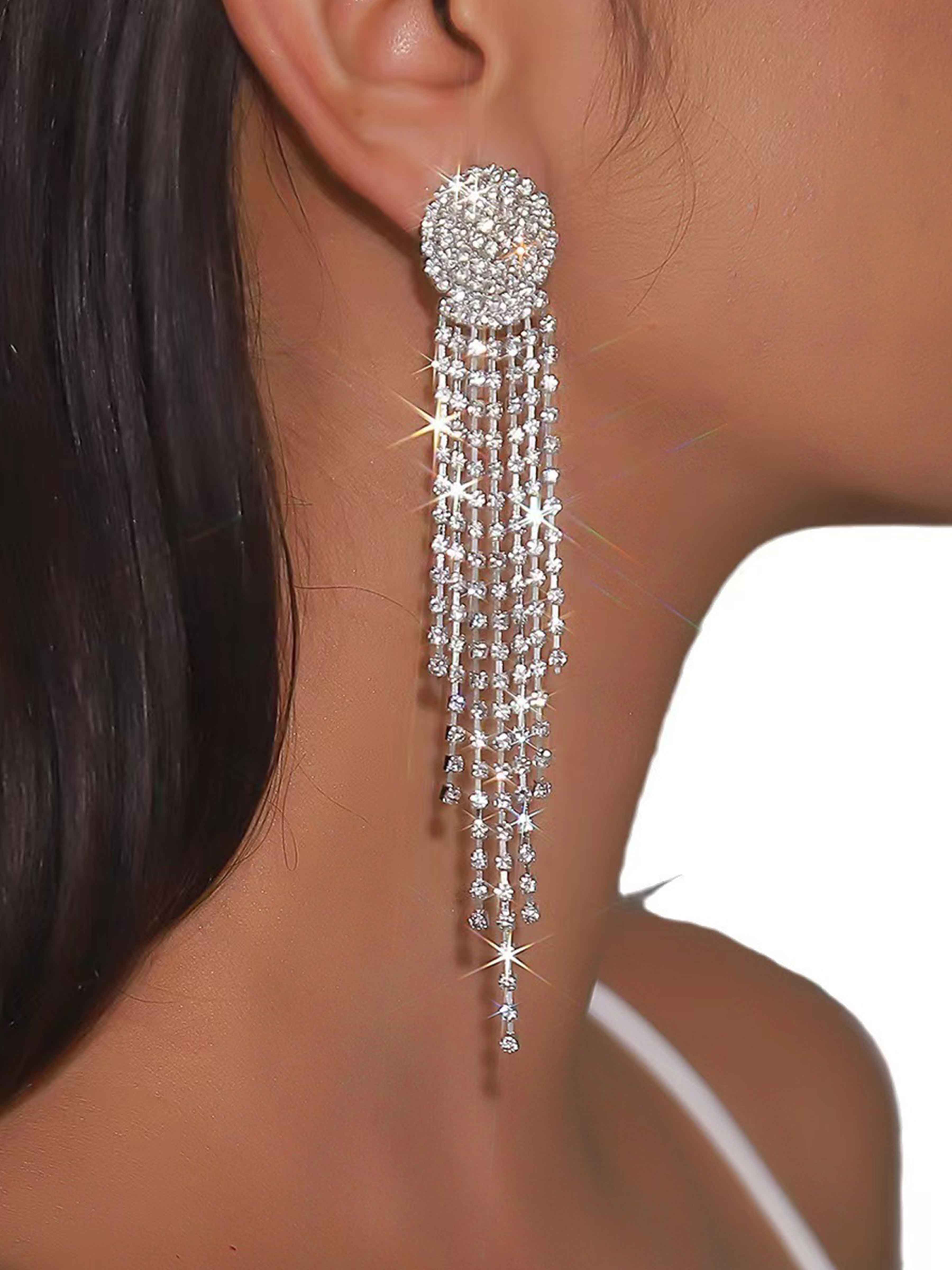 Chic Long Tassel Rhinestone Earrings