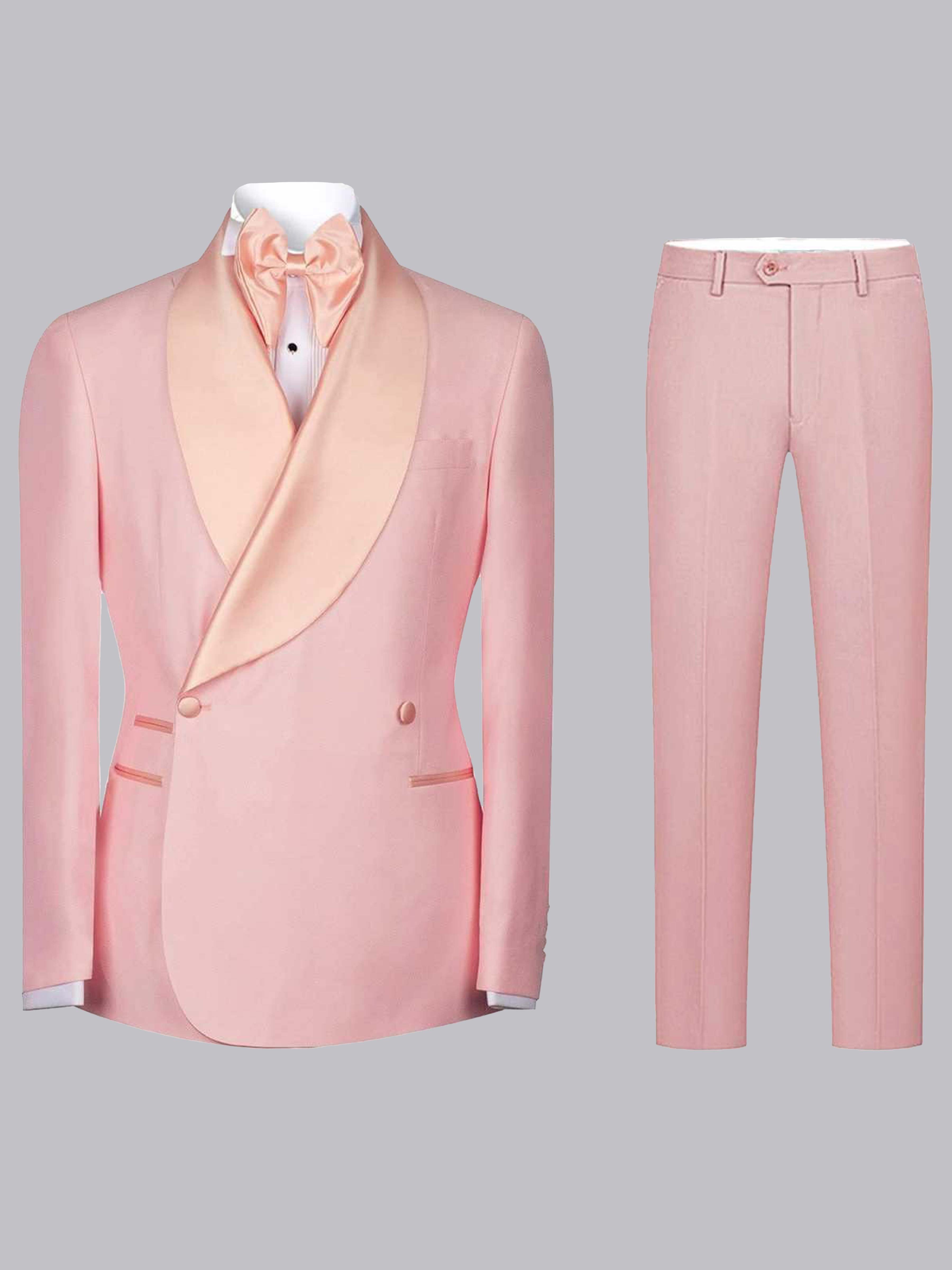 Stylish Casual Men‘s Patchwork Notch Lapel Double Breasted 2 Pieces Prom Suit