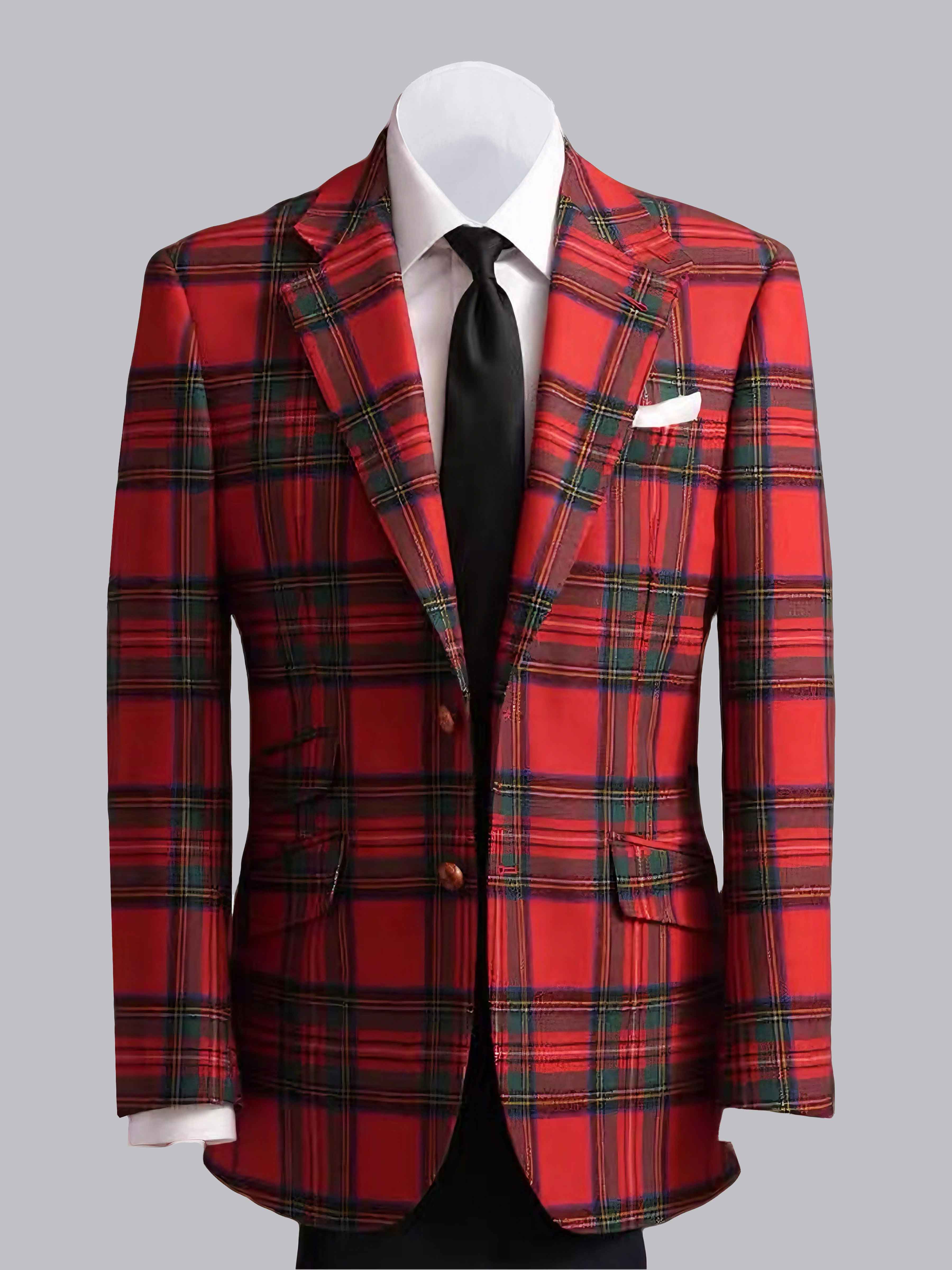 Stylish Men's 2 Pieces Notch Lapel Two Buttons Plaid Prom Suit