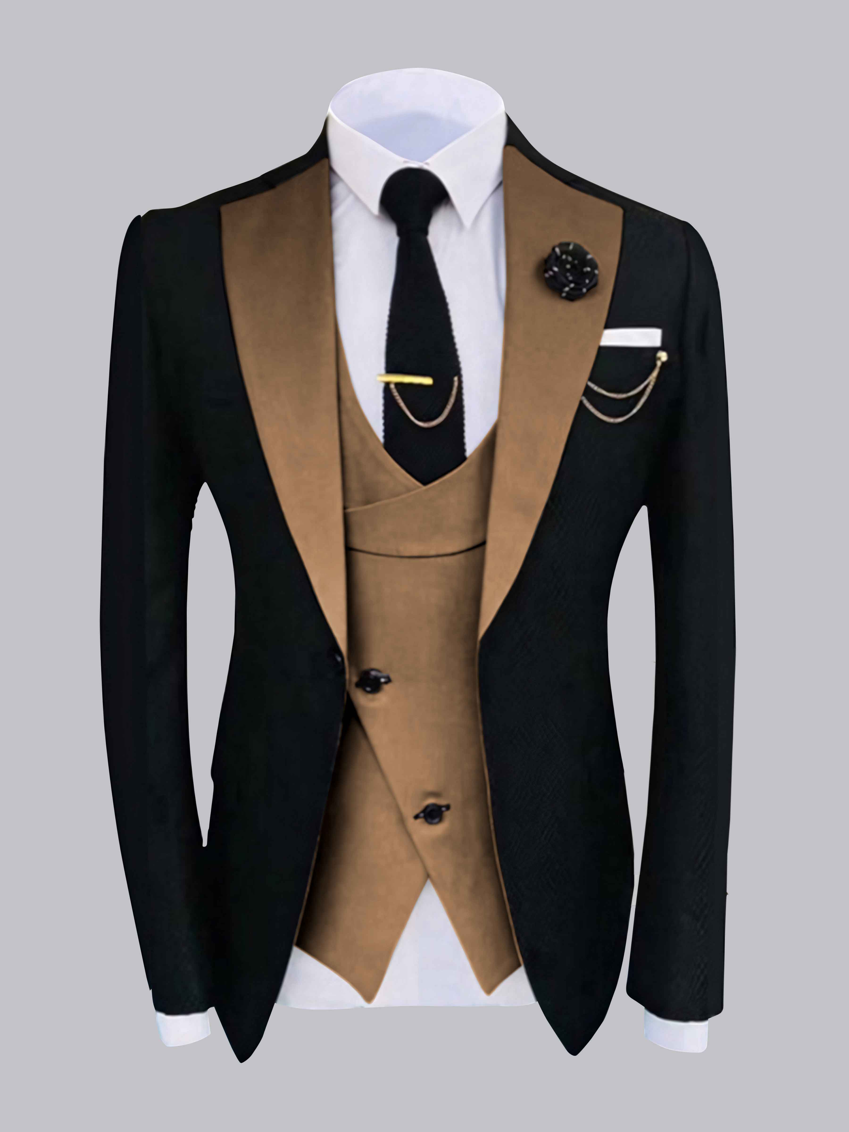 Stylish Men's One Button Jacket with Contrast Detailing