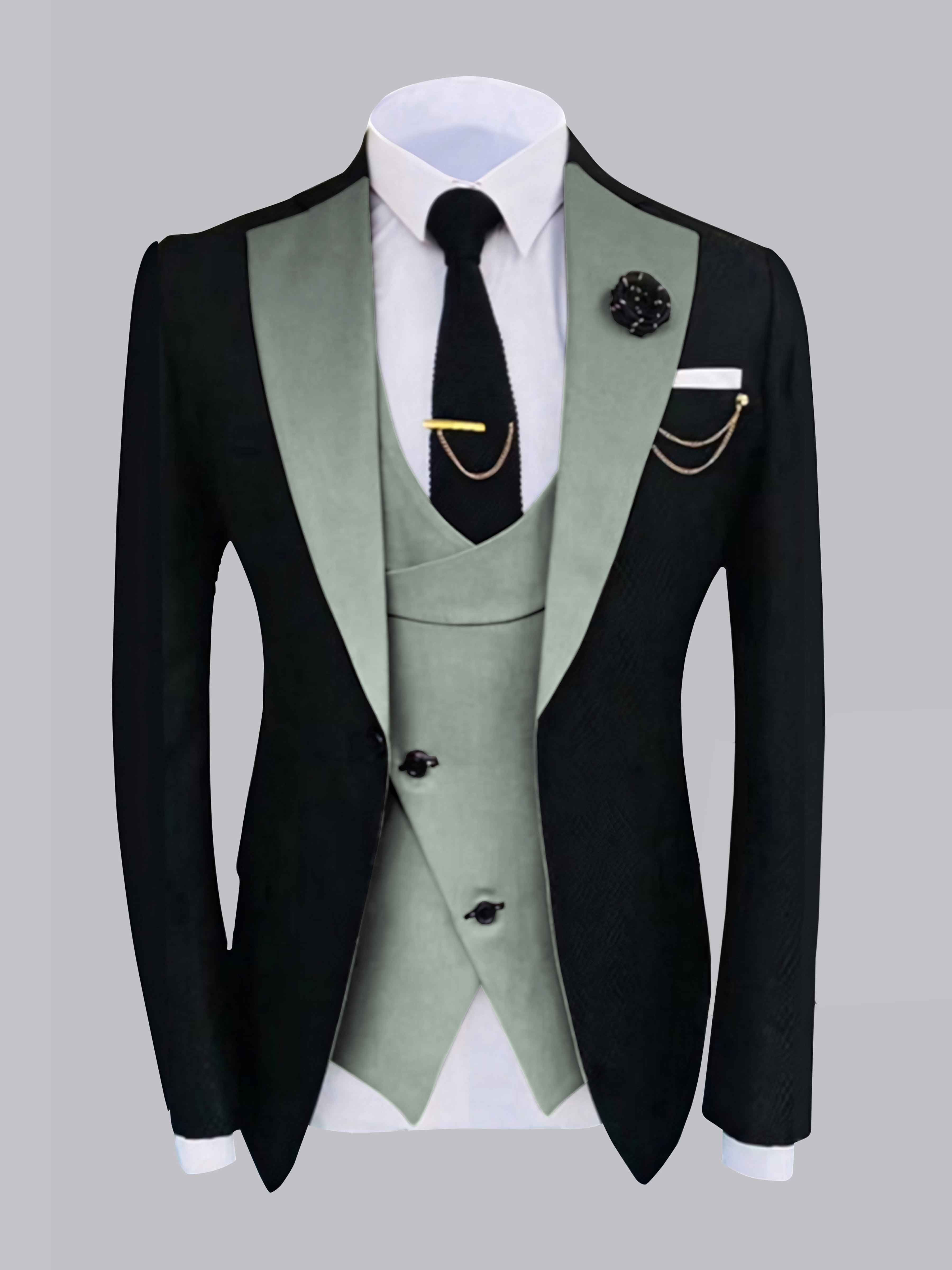 Stylish Men's One Button Jacket with Contrast Detailing