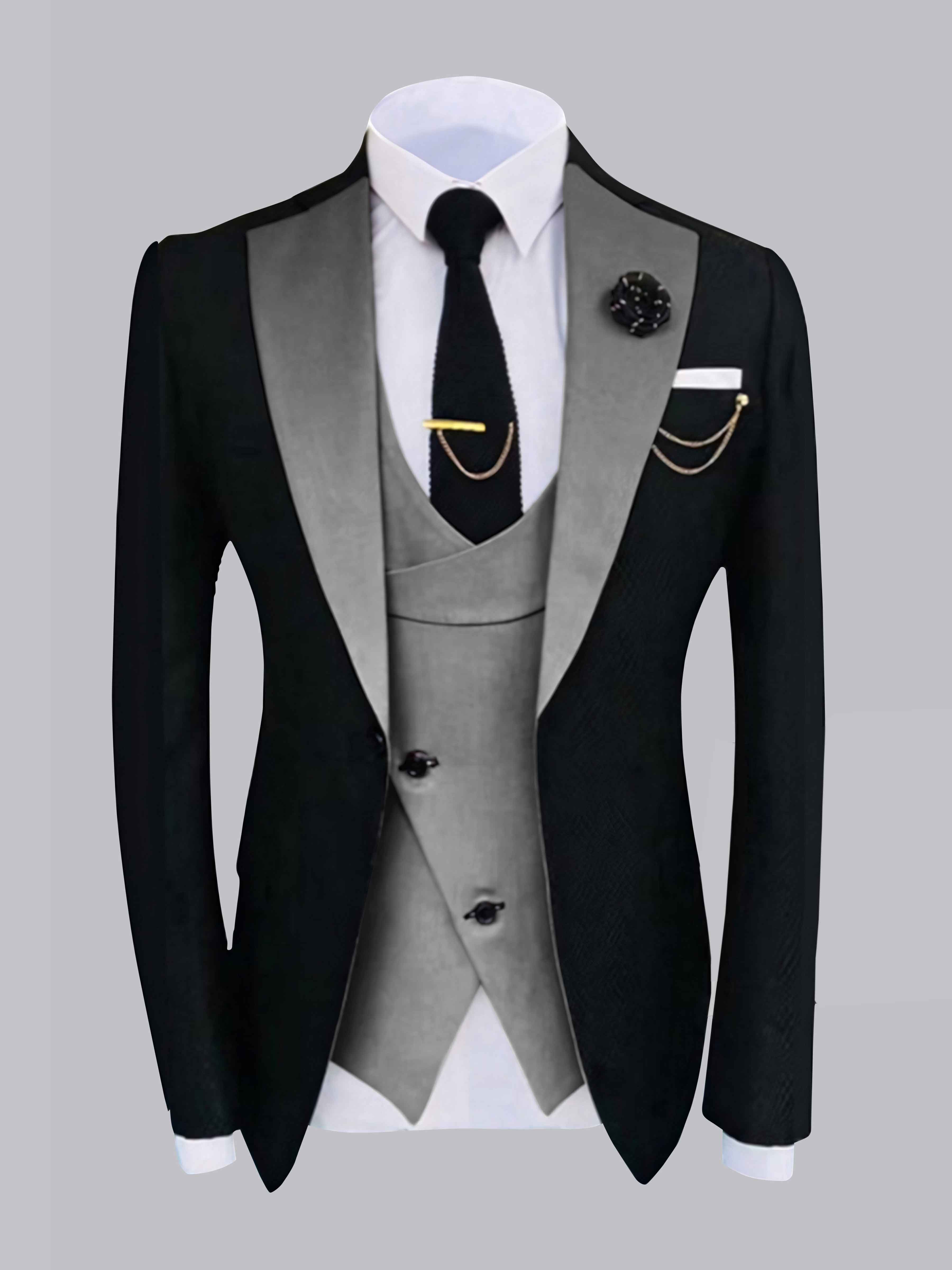 Stylish Men's One Button Jacket with Contrast Detailing