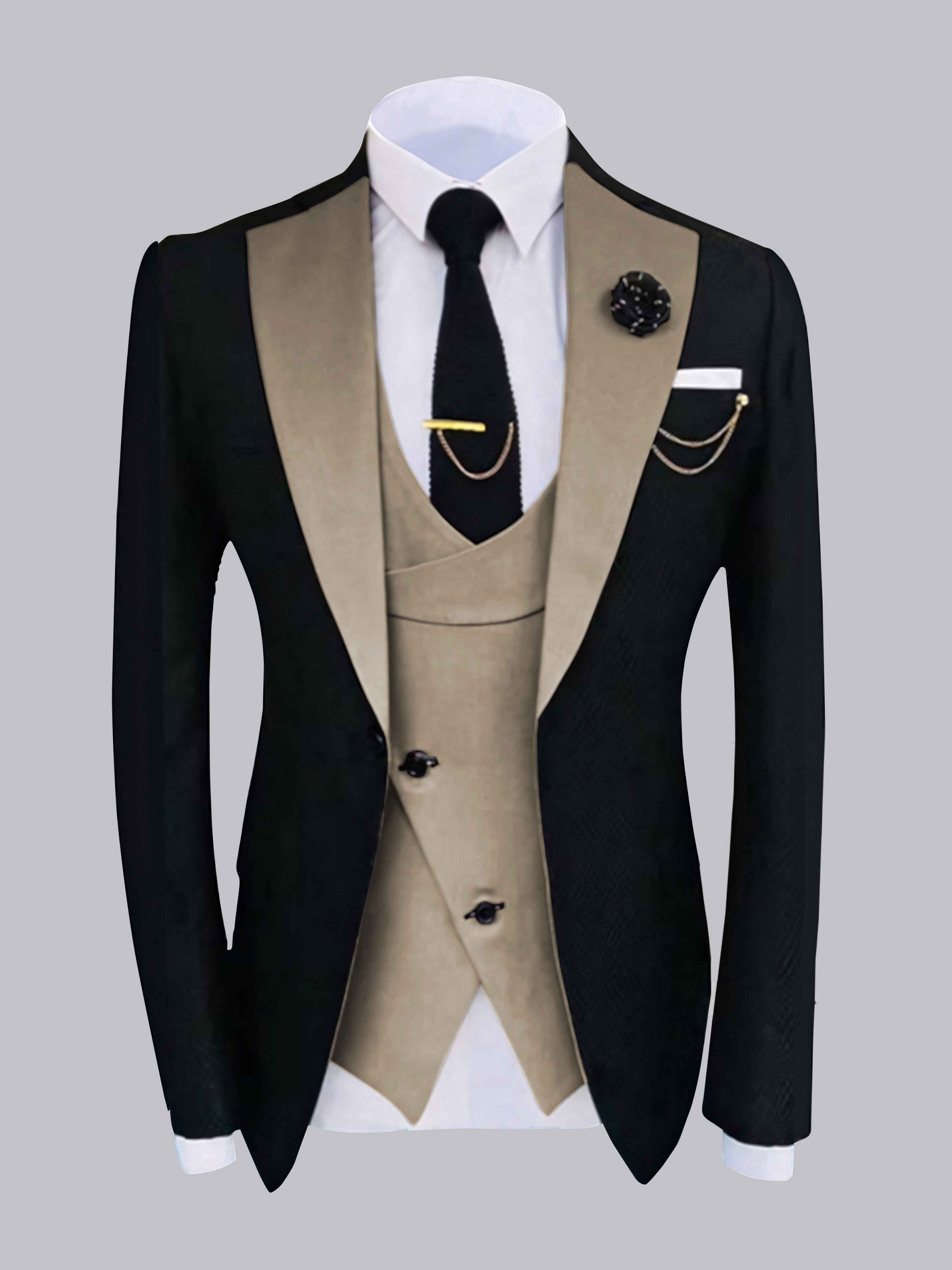 Stylish Men's One Button Jacket with Contrast Detailing