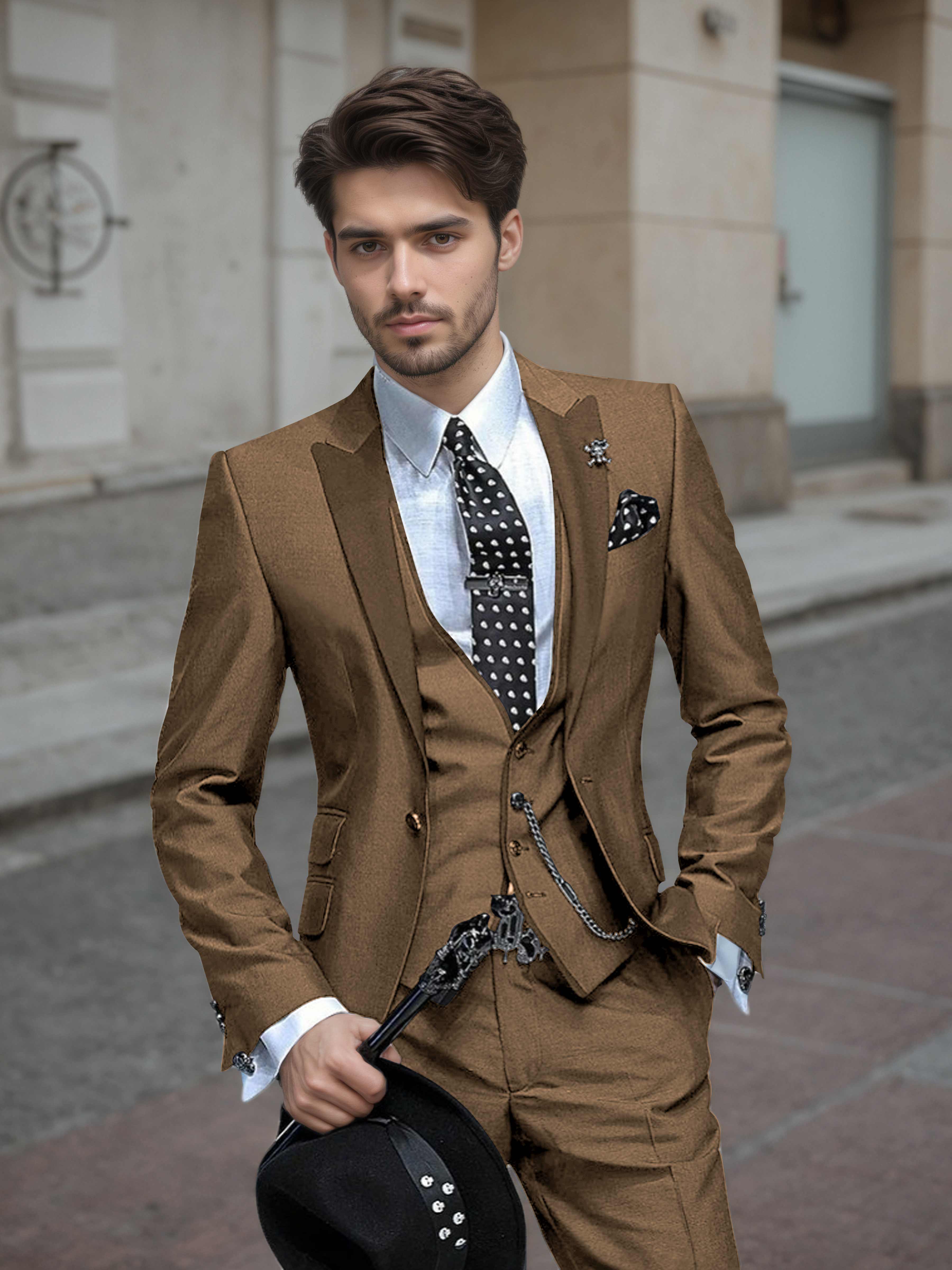 Tailored Men's Wedding Suit 3 Pieces One Button Formal Suits
