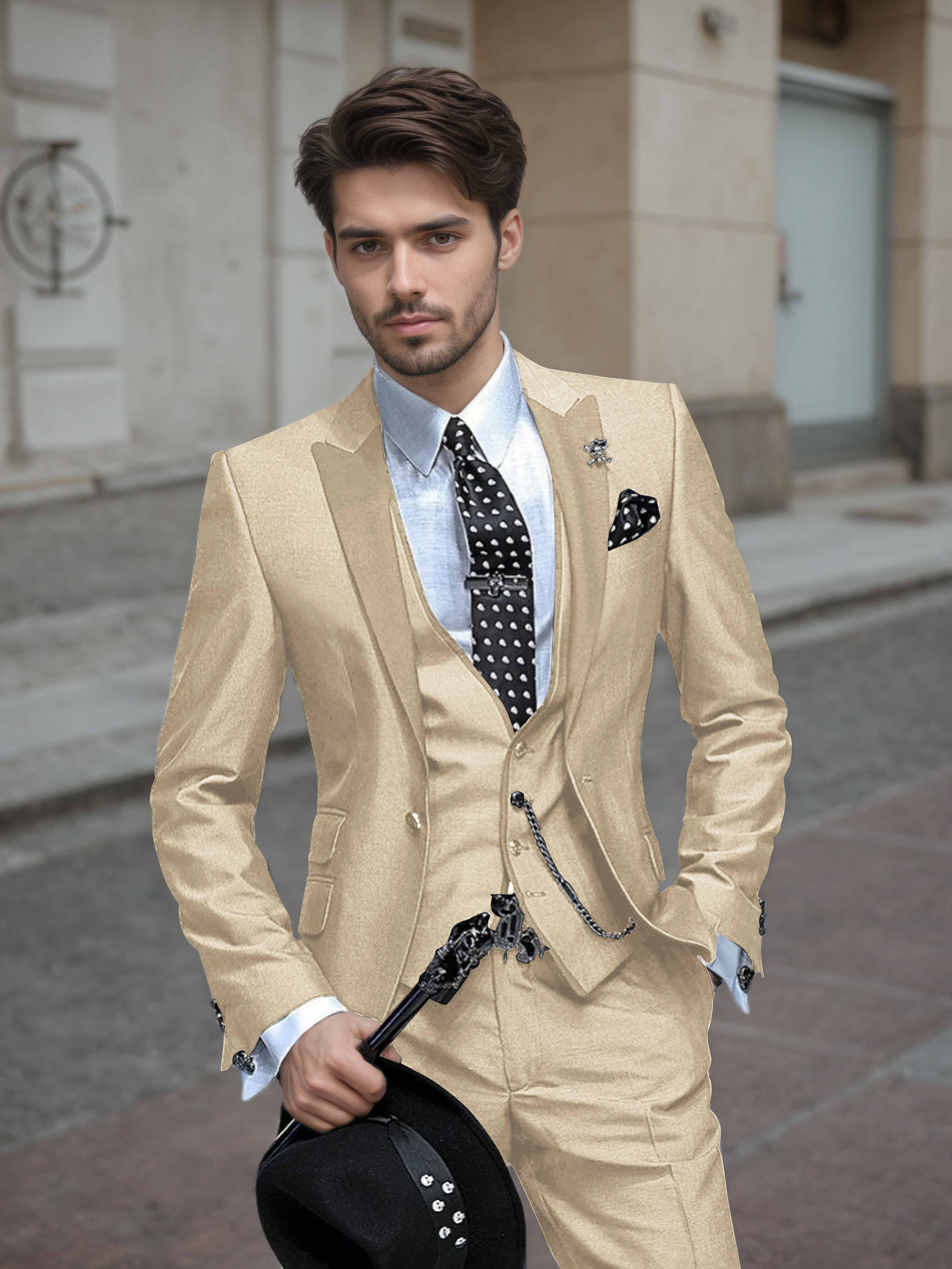 Tailored Men's Wedding Suit 3 Pieces One Button Formal Suits