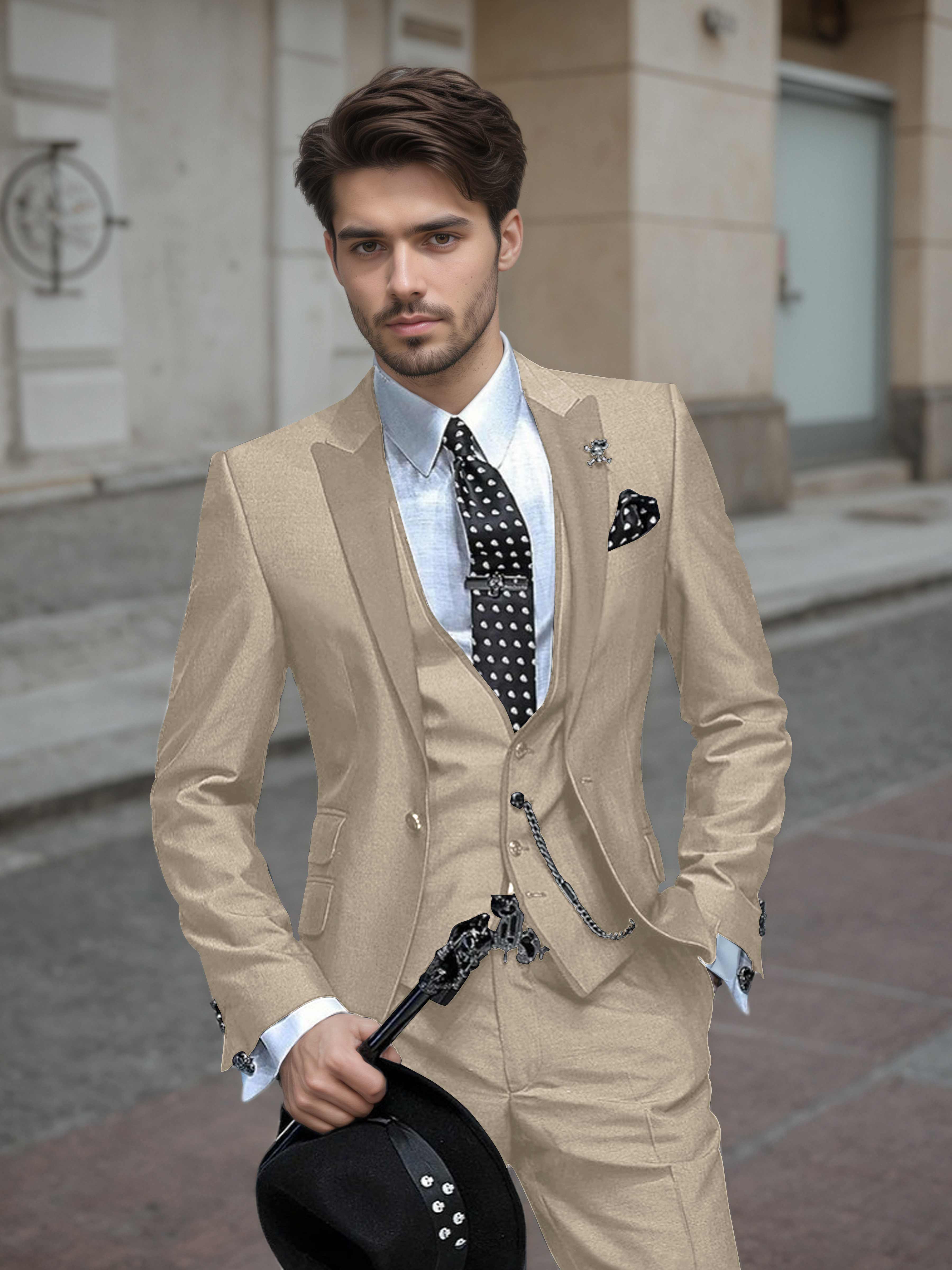 Tailored Men's Wedding Suit 3 Pieces One Button Formal Suits