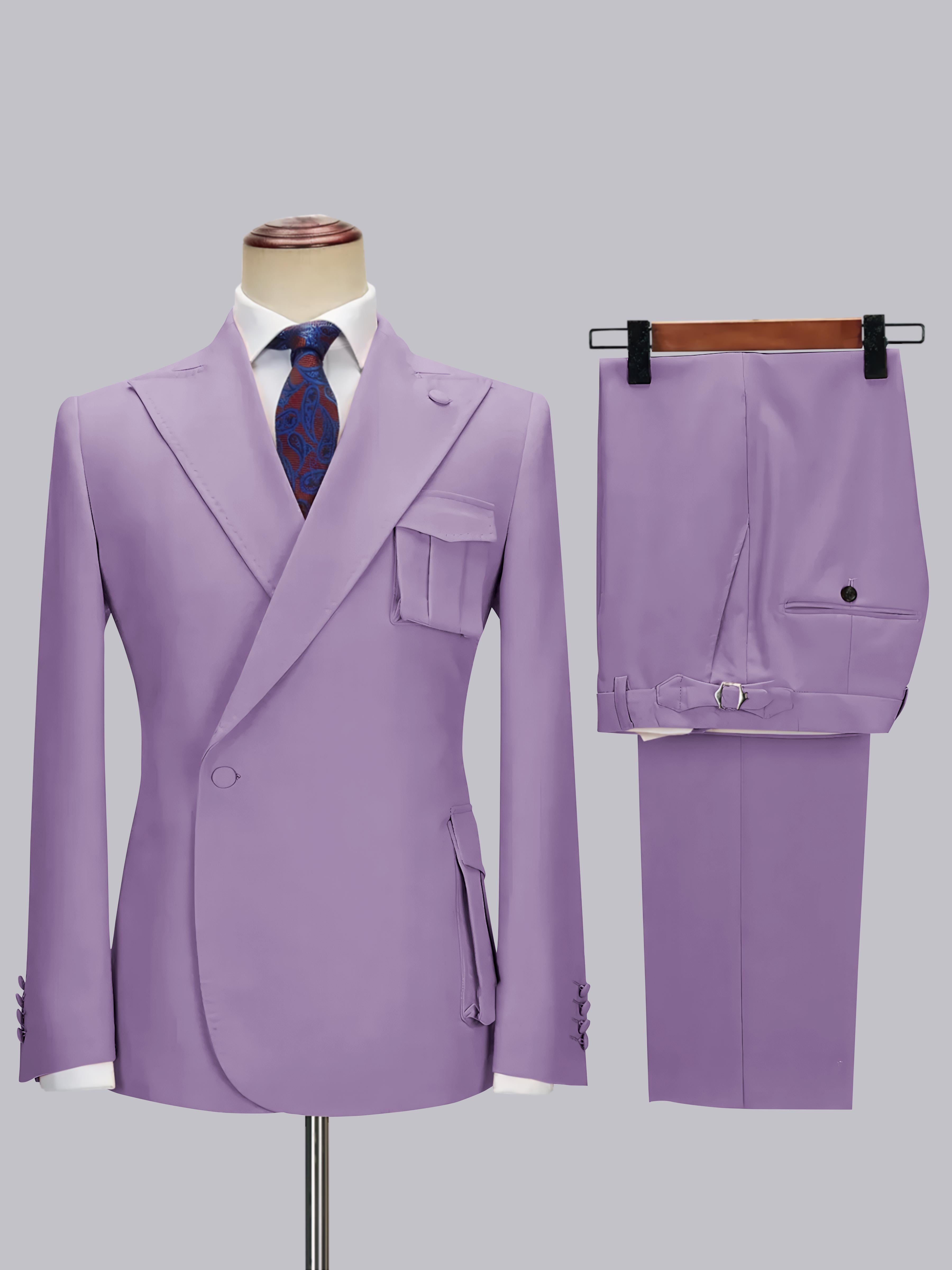 Tailored Peak Lapel Men's One Button Wrap 2 Pieces Suit for Wedding & Smart Casual