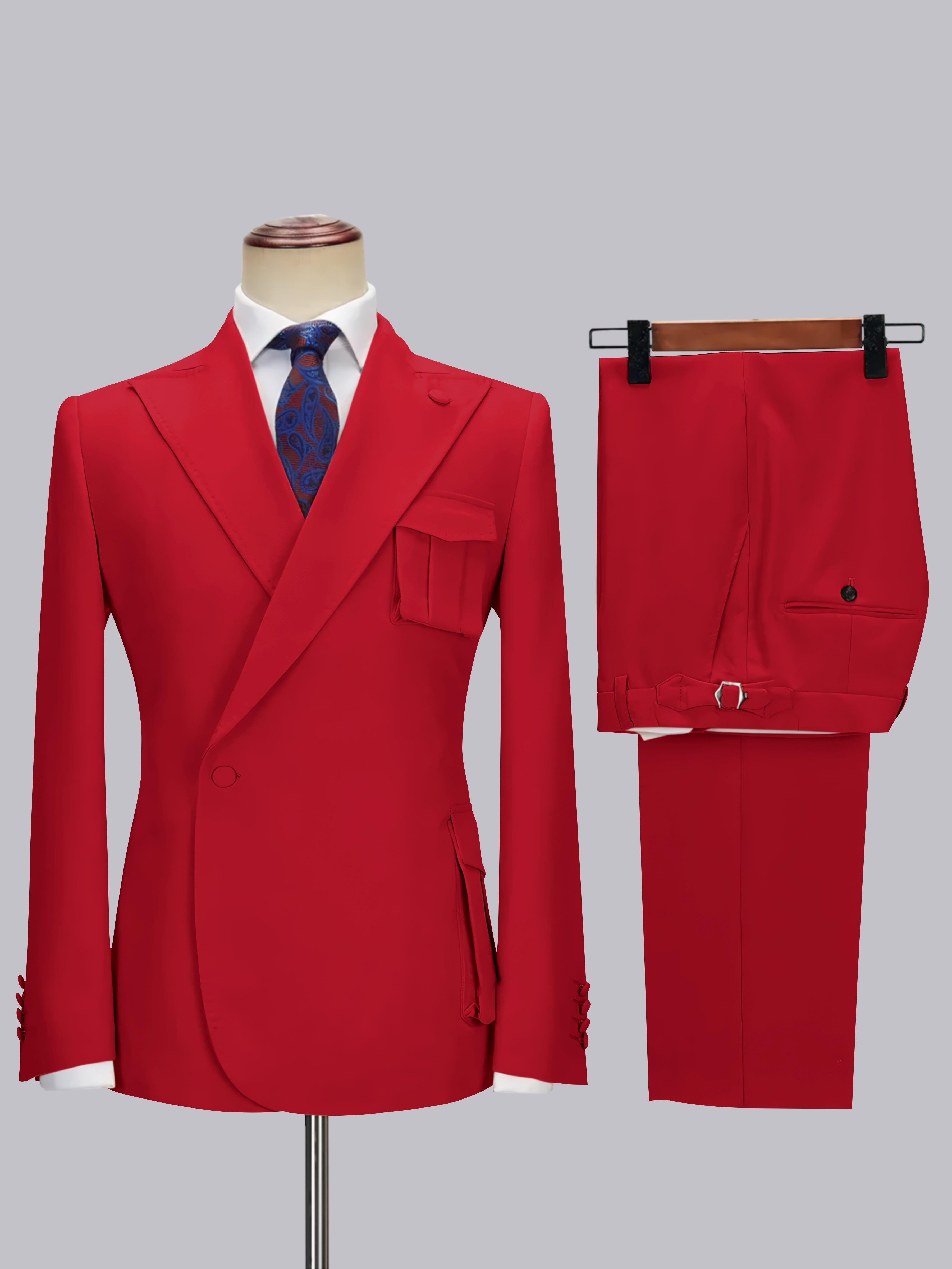 Tailored Peak Lapel Men's One Button Wrap 2 Pieces Suit for Wedding & Smart Casual