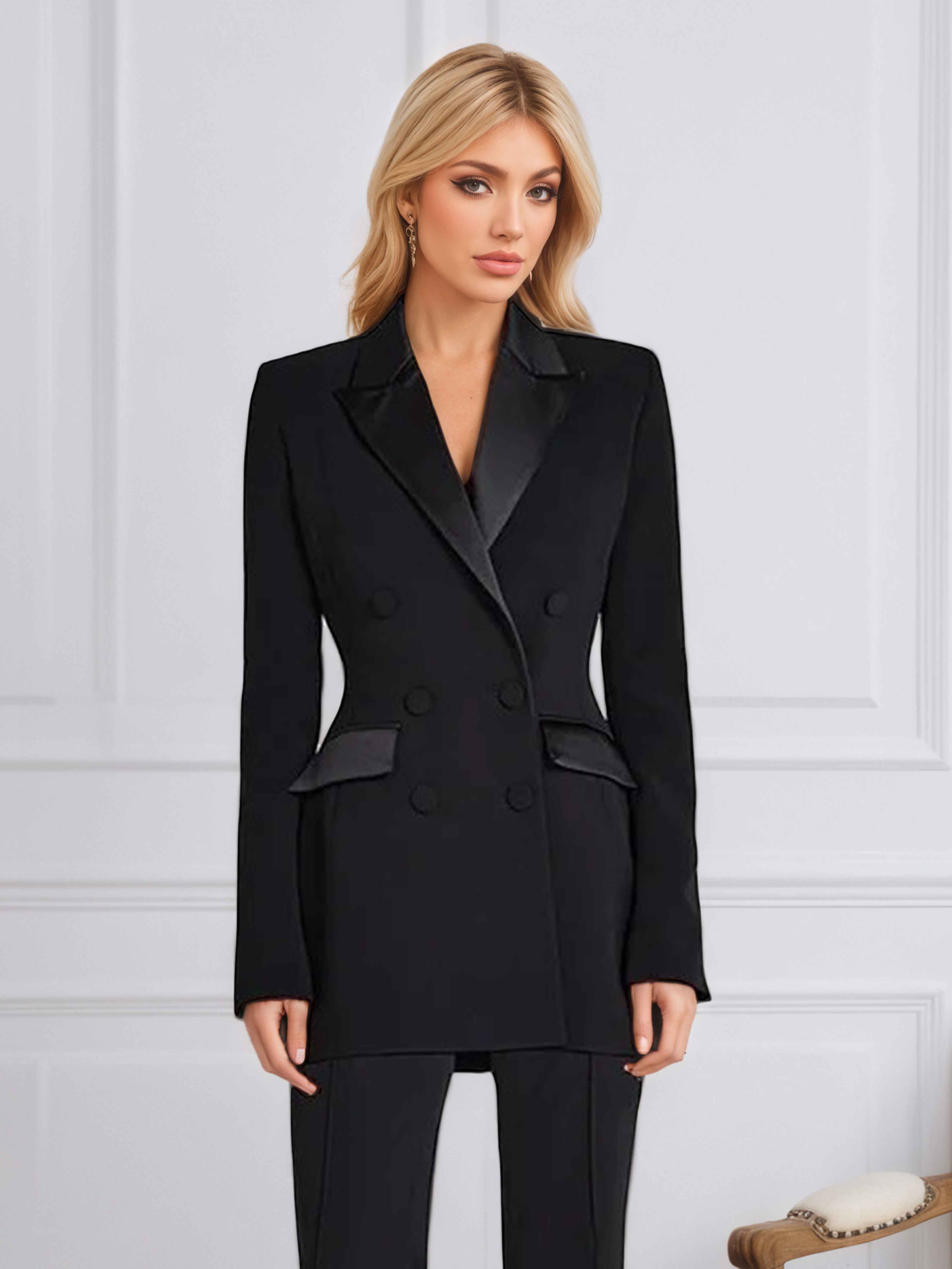 Trendy Women's Double Breasted Slim Fit Formal Blazer UK