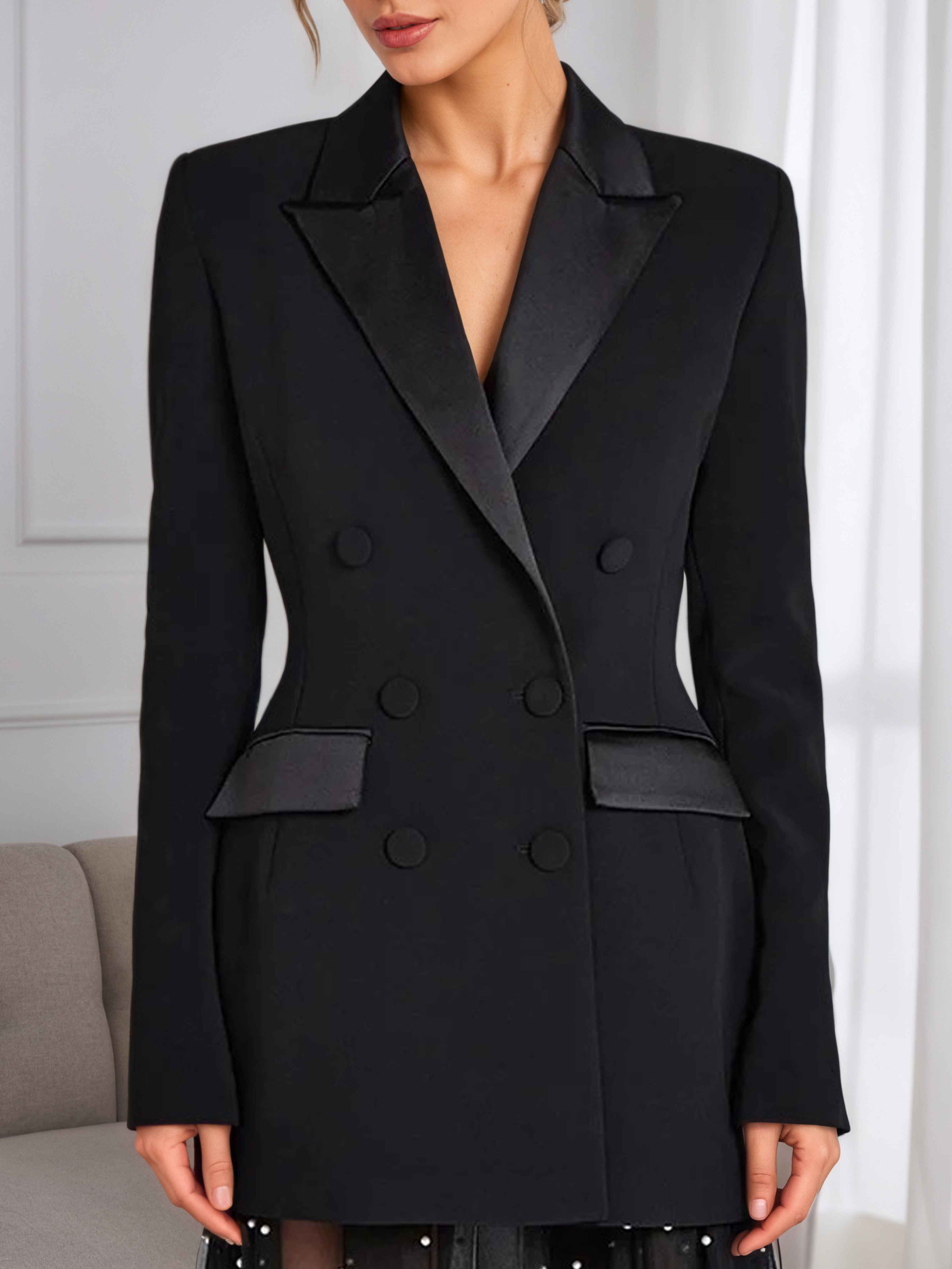 Trendy Women's Double Breasted Slim Fit Formal Blazer UK