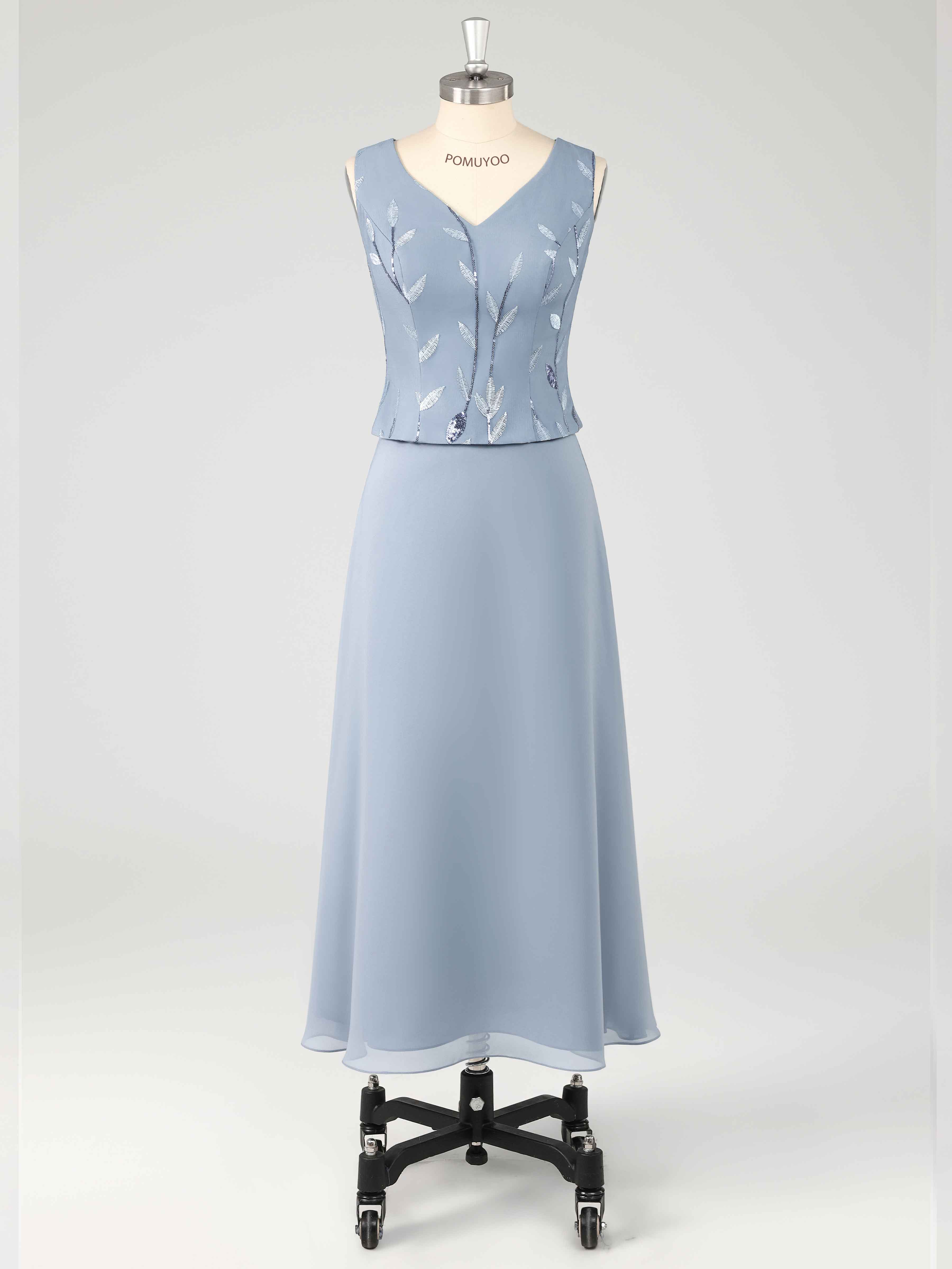 Charming A-Line 3 Pieces Sequins Chiffon Maxi Mother of the Bride Dresses UK