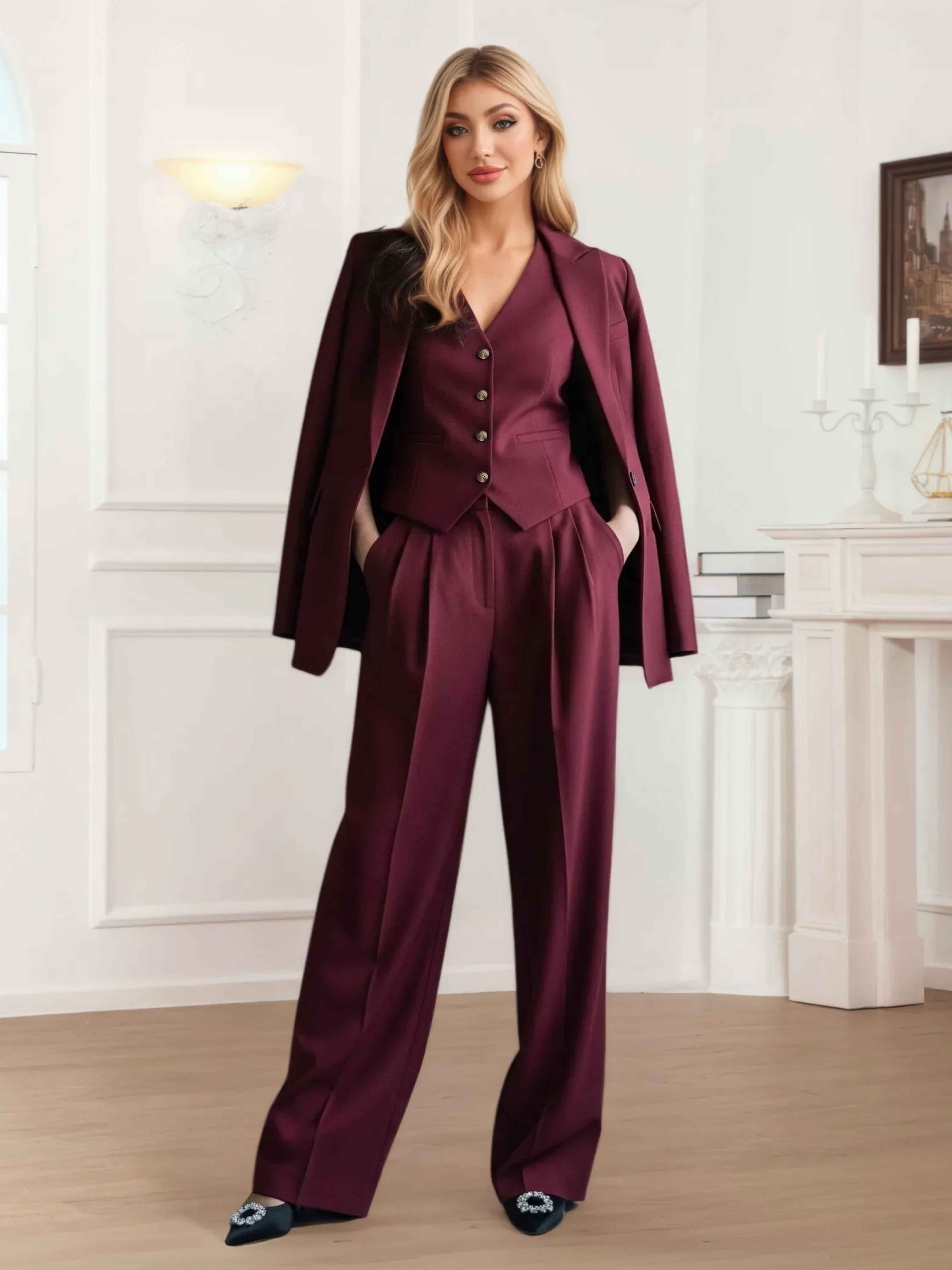 Women's 3 Pieces Business Casual Suits UK