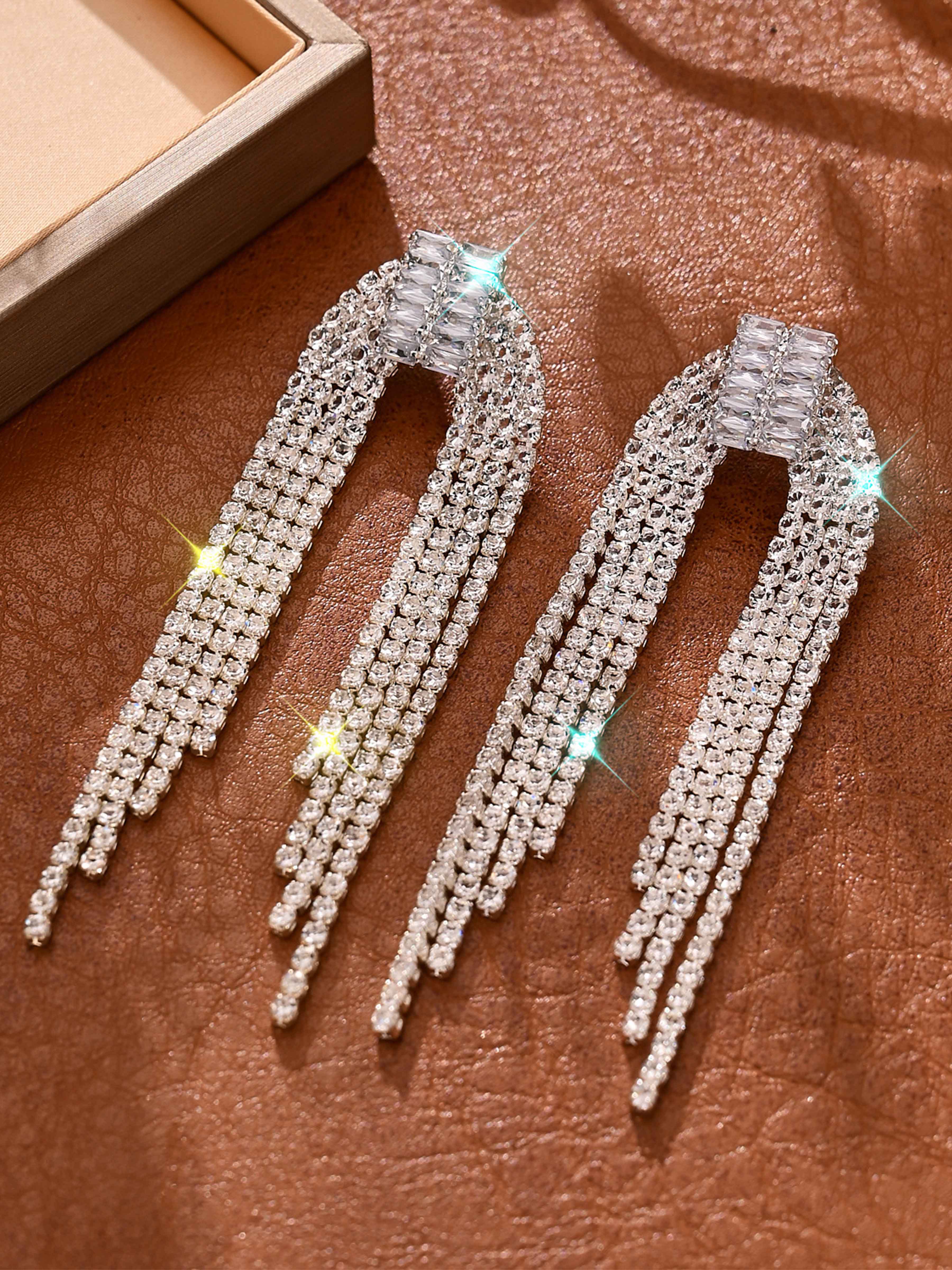 Unique Rhinestones Long Earrings UK