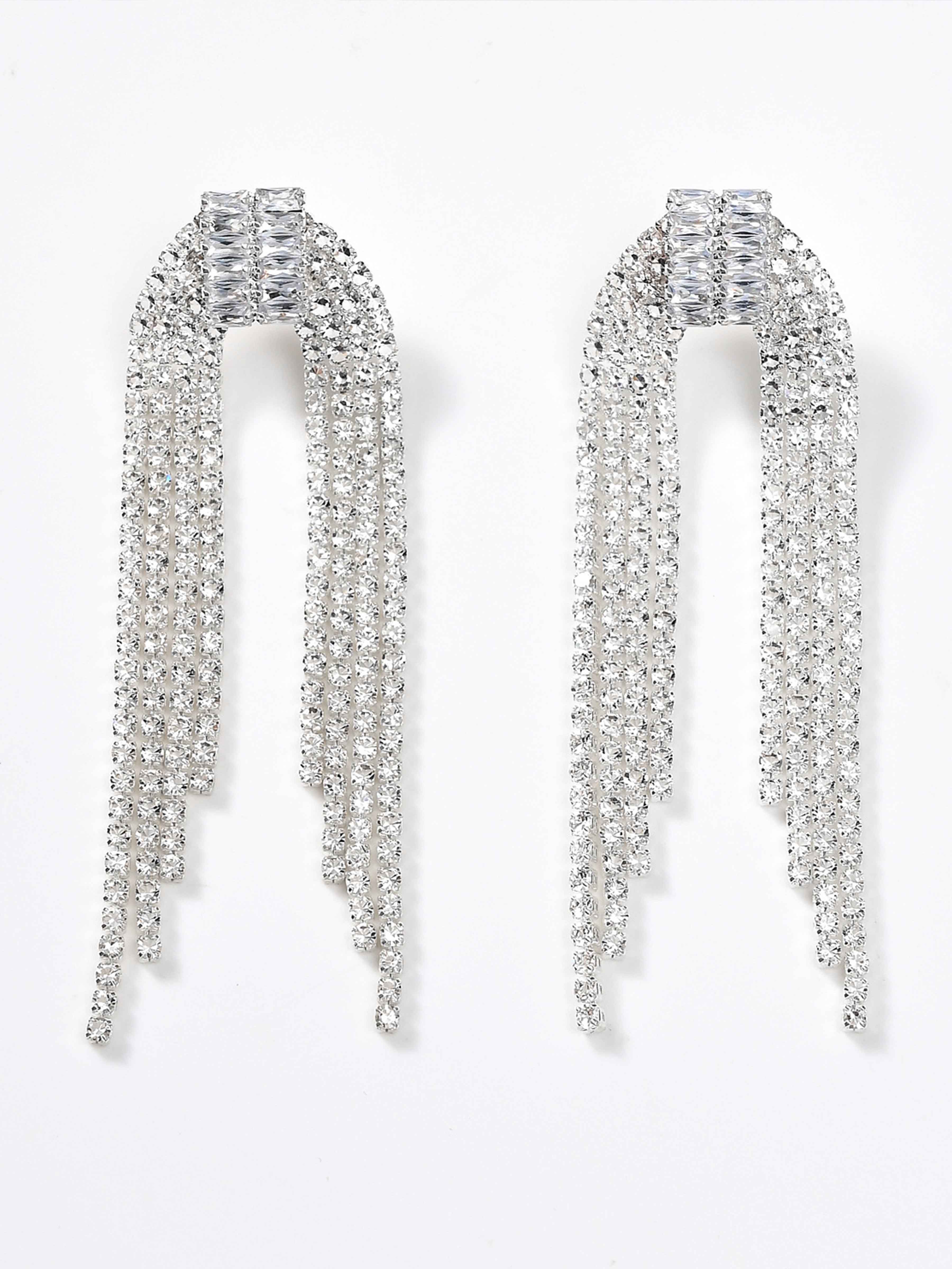 Unique Rhinestones Long Earrings UK