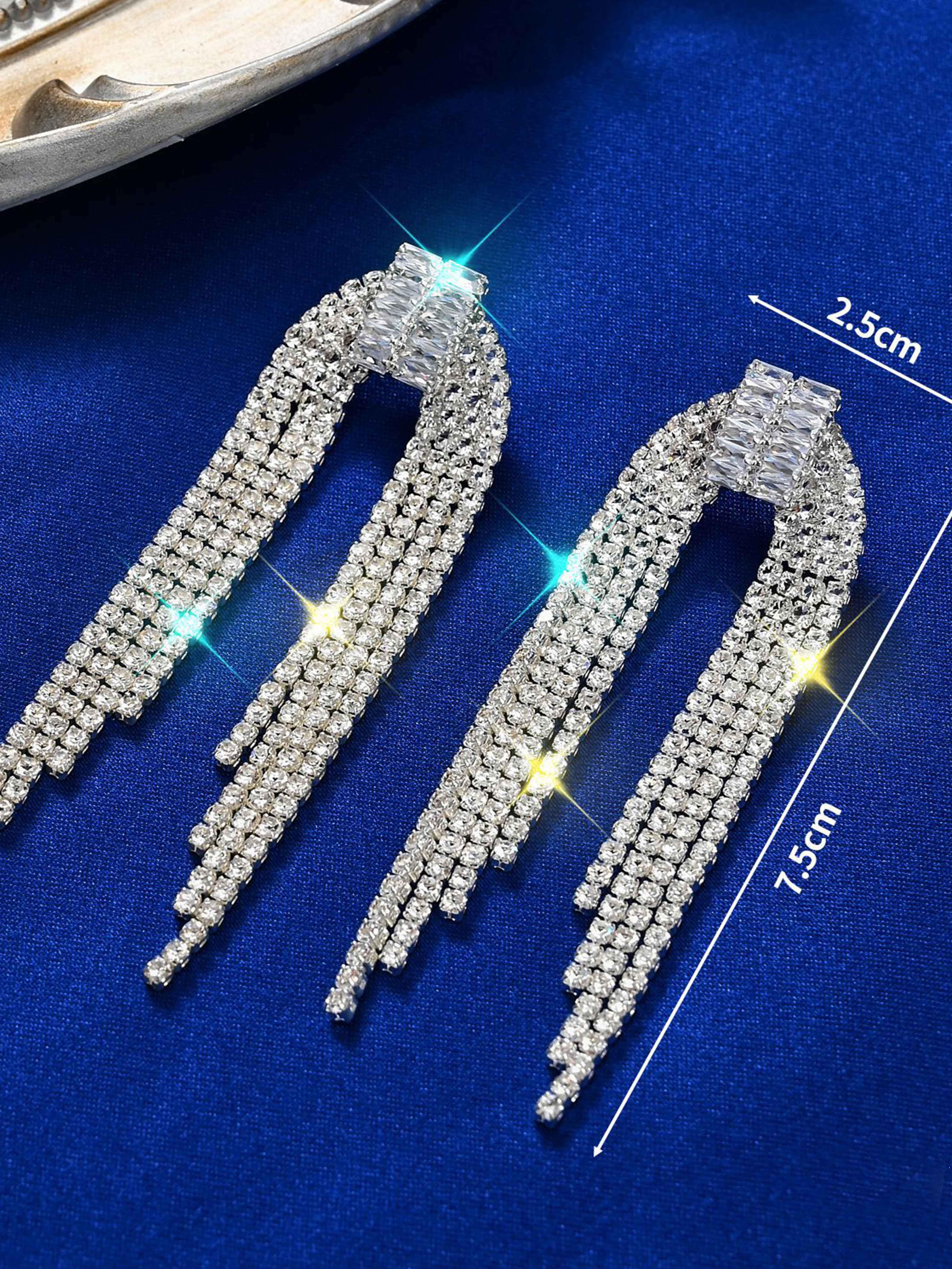 Unique Rhinestones Long Earrings UK