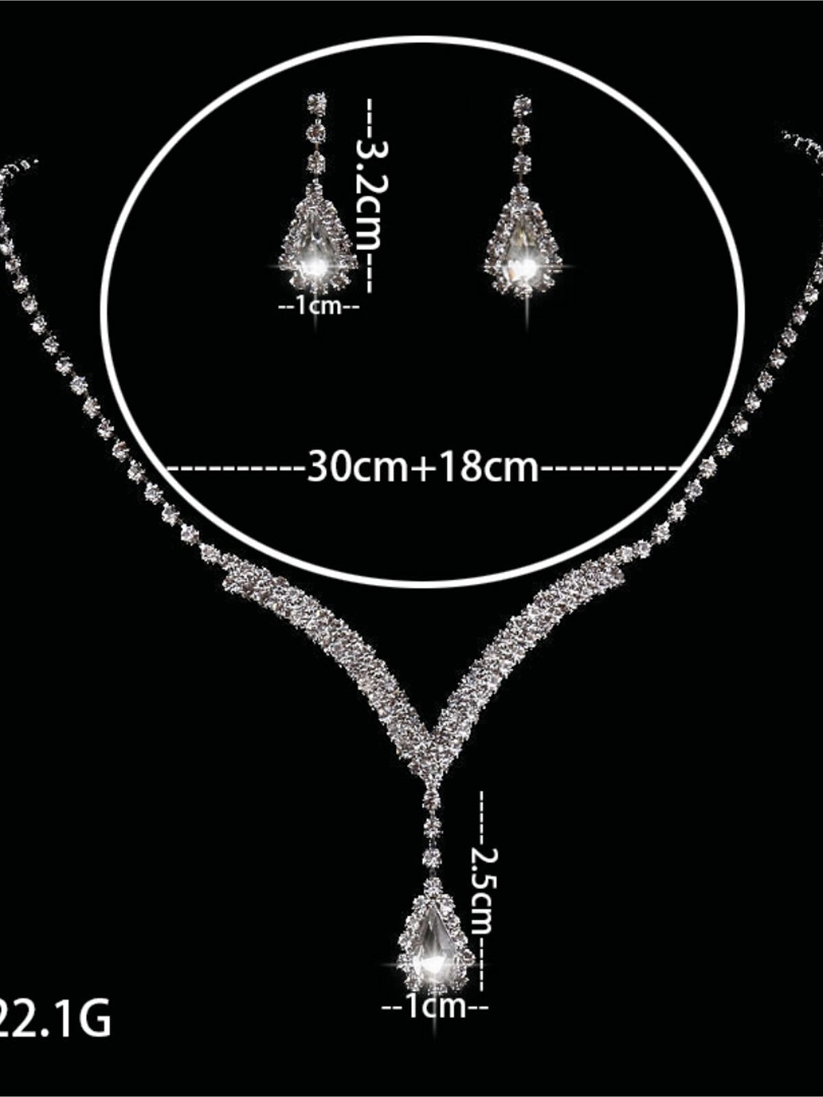V-Shaped Teardrop Crystal Jewelry Set