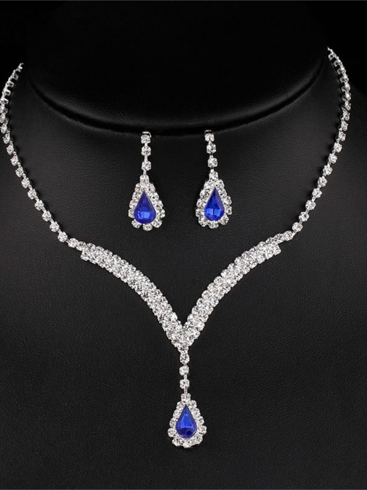 V-Shaped Teardrop Crystal Jewelry Set