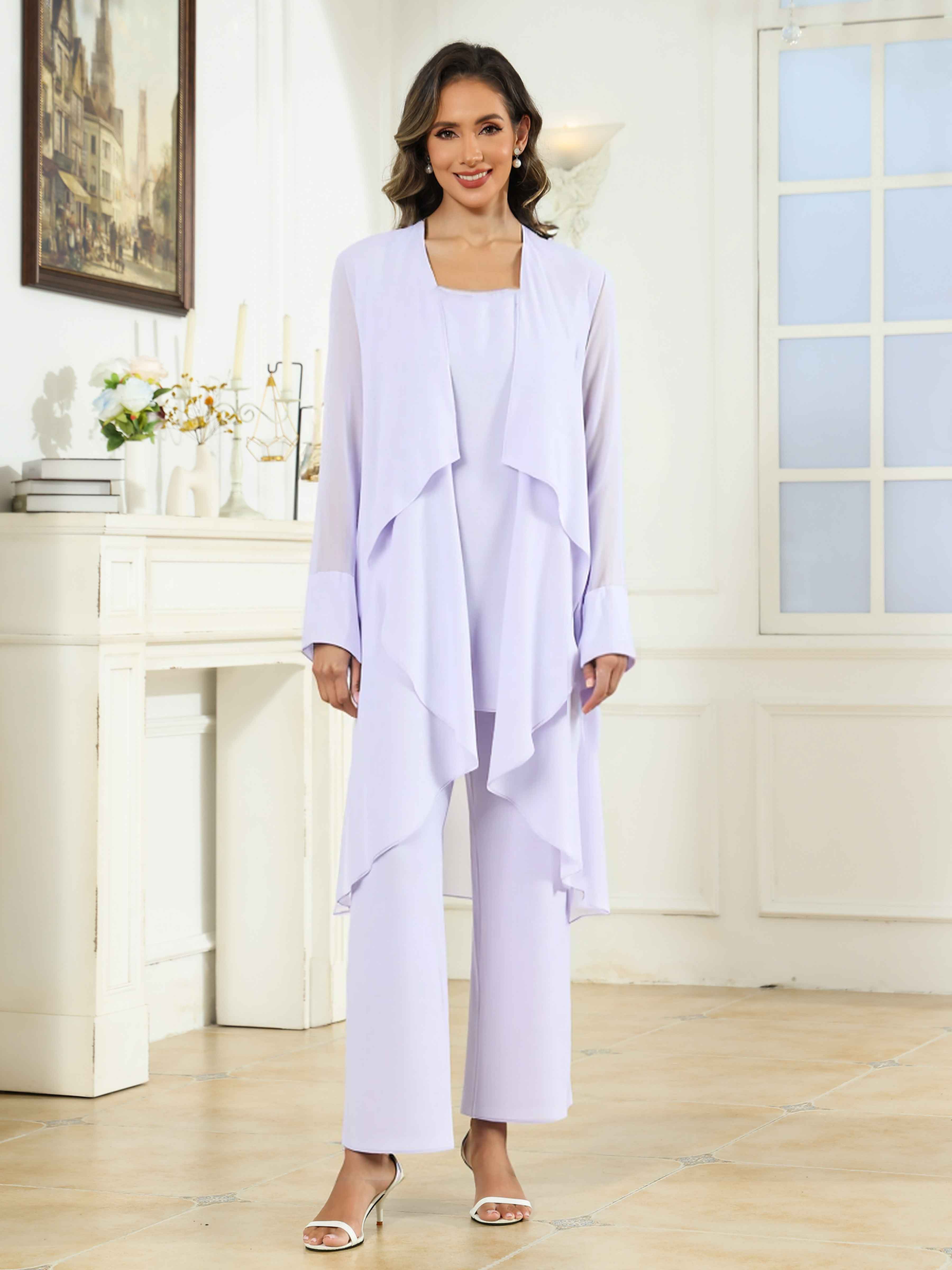 Valencia Flowing 3 Pieces Chiffon Mother of the Bride Pantsuit