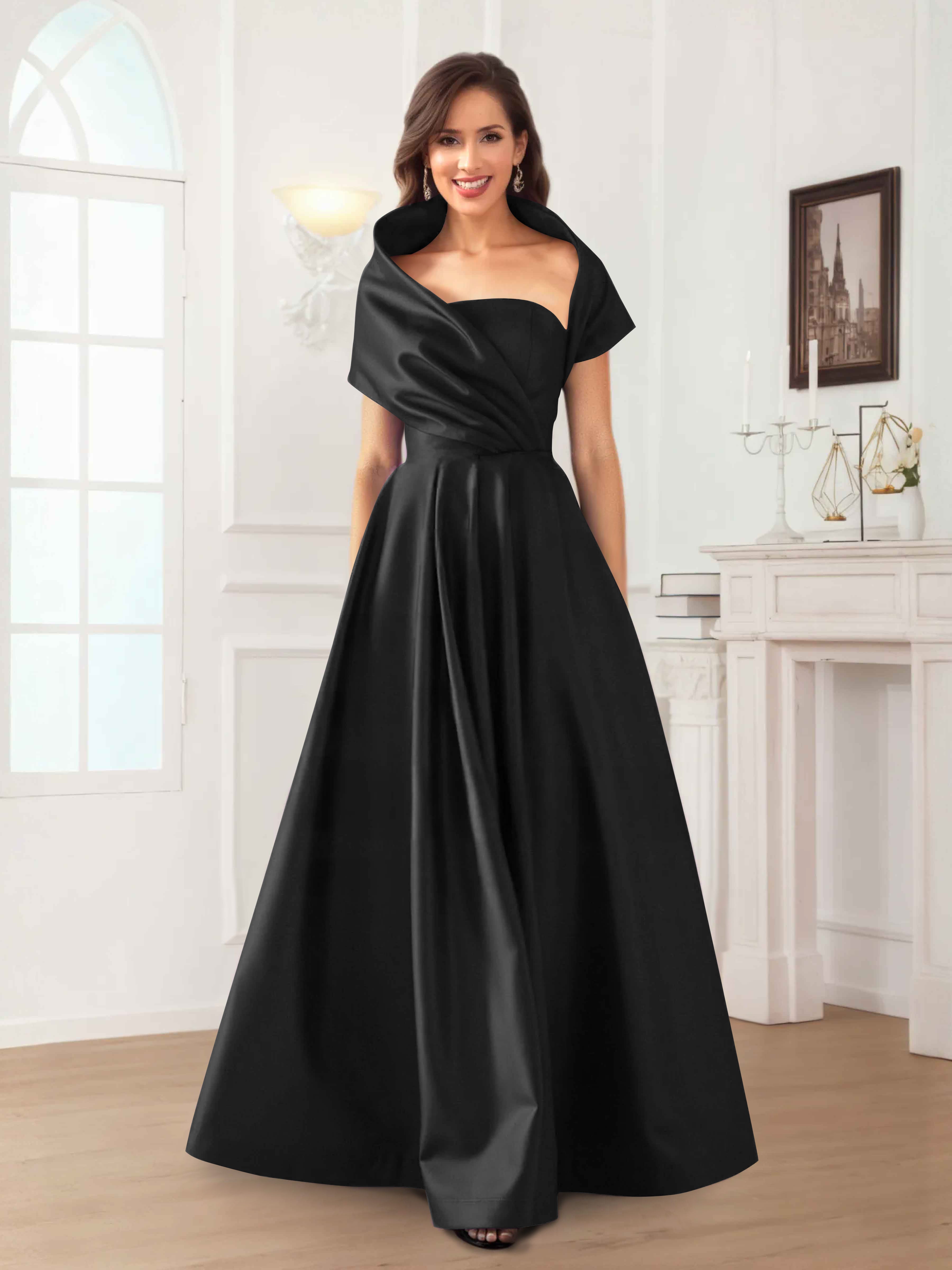 Valeska Romantic A-Line Floor Length Satin Mother Of The Bride Dresses