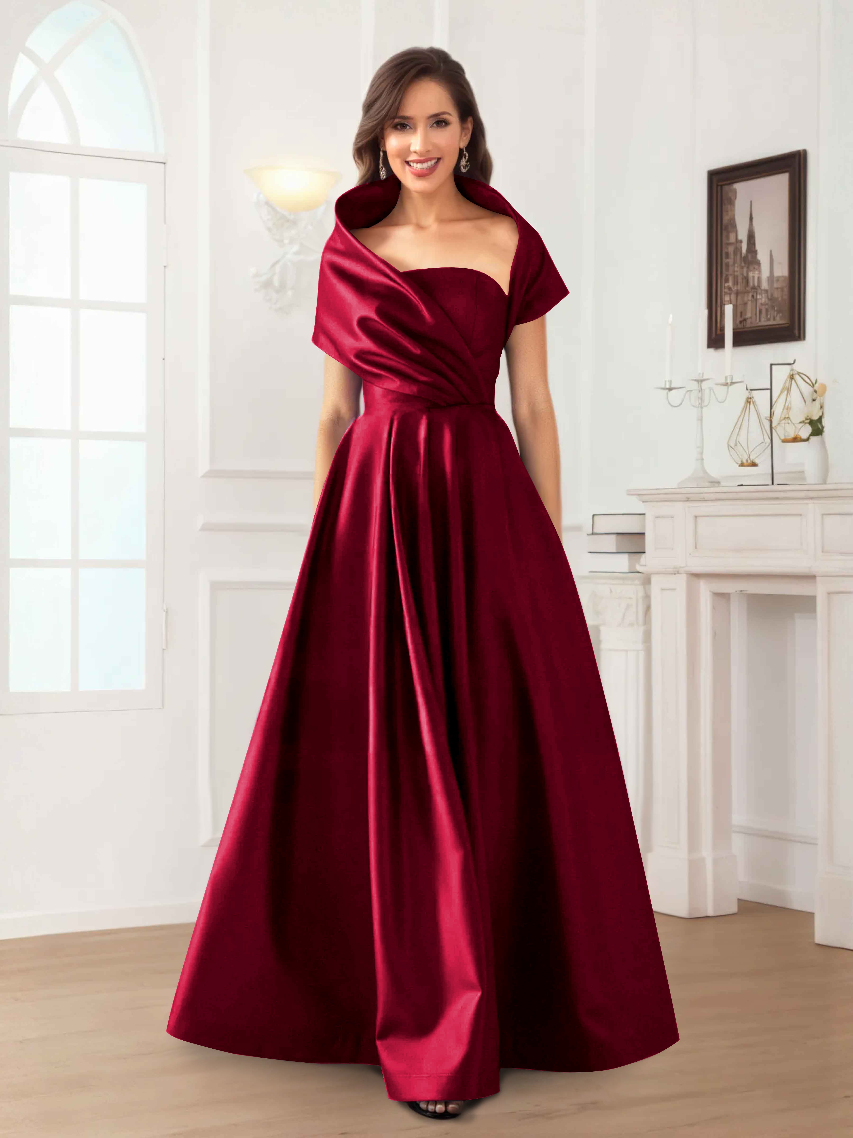 Valeska Romantic A-Line Floor Length Satin Mother Of The Bride Dresses