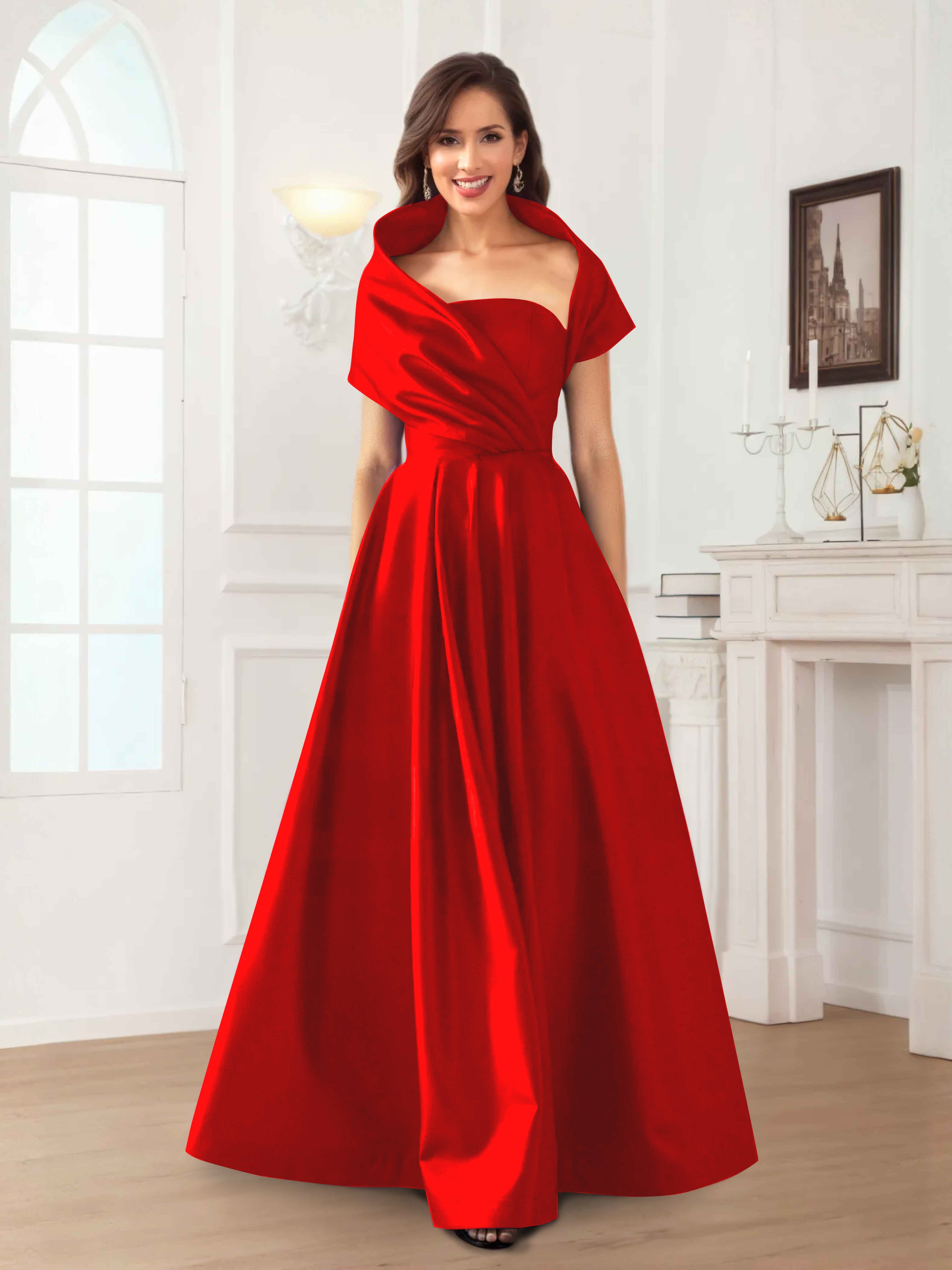 Valeska Romantic A-Line Floor Length Satin Mother Of The Bride Dresses
