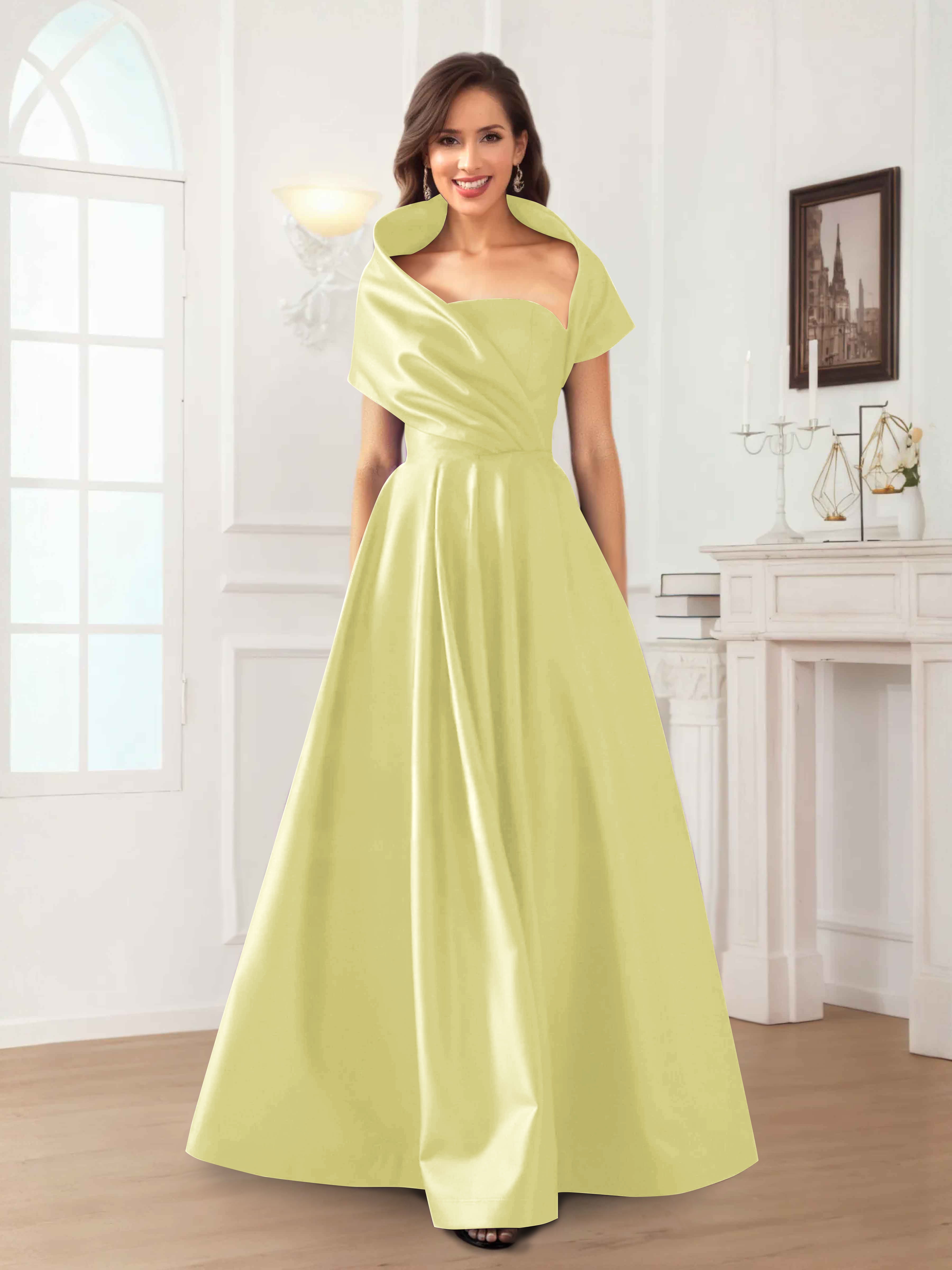 Valeska Romantic A-Line Floor Length Satin Mother Of The Bride Dresses